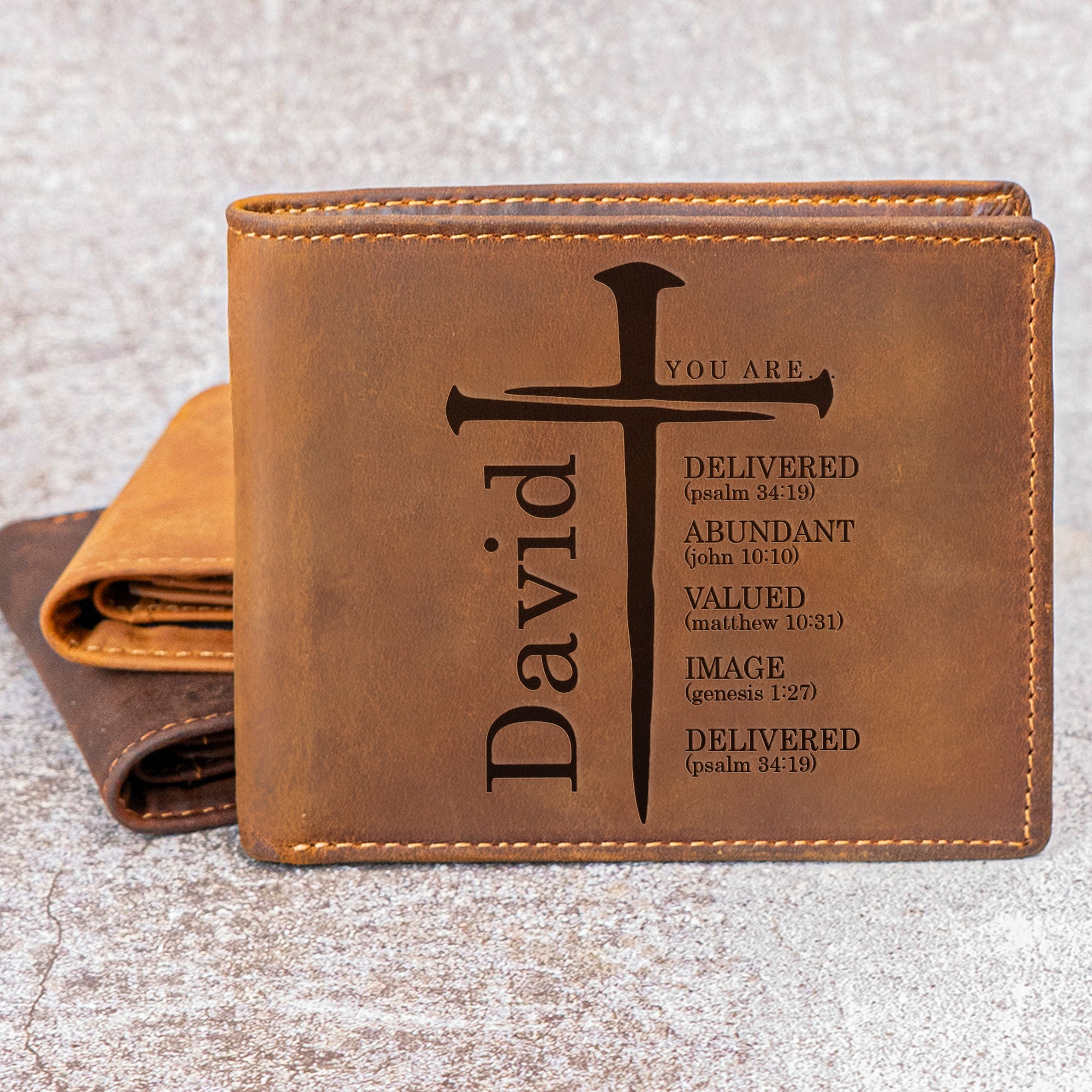 You Are Custom Name Bible Verses - Personalized Leather Wallet