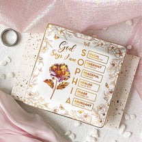 You Are Custom Name Letter In Bible Gold Birth Flower Style - Personalized Jewelry Dish