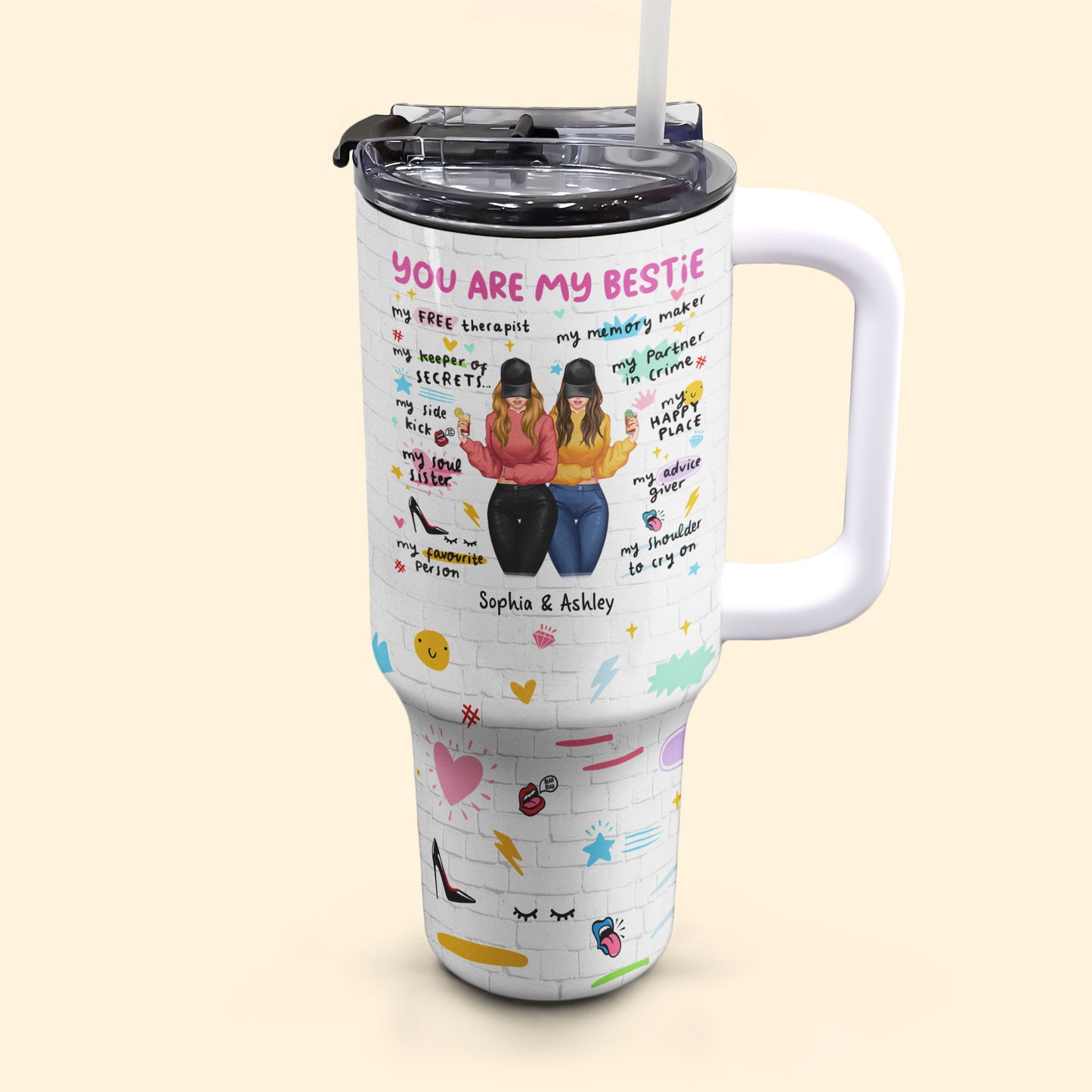 You Are My Bestie - Personalized 40oz Tumbler With Straw