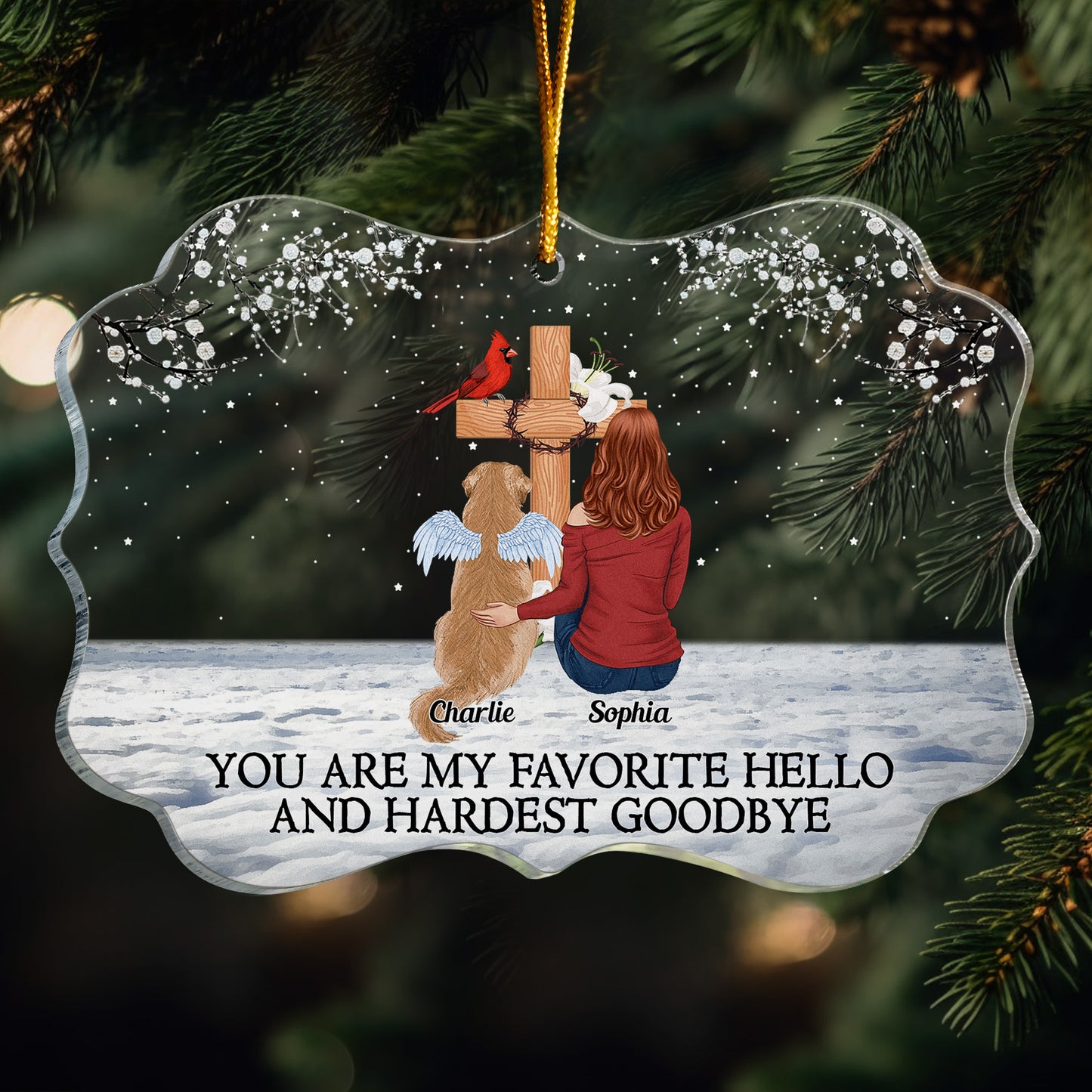 You Are My Favorite Hello And Hardest Goodbye - Personalized Acrylic Ornament