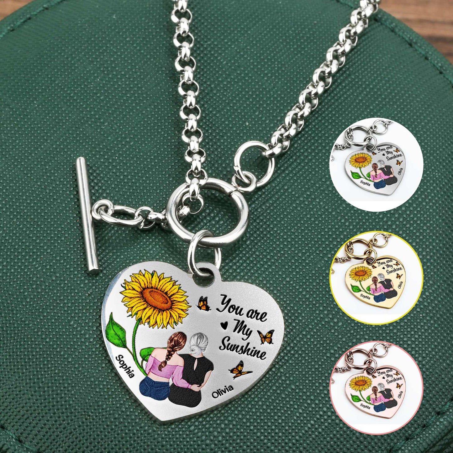 You Are My Sunshine - Personalized Heart Bracelet