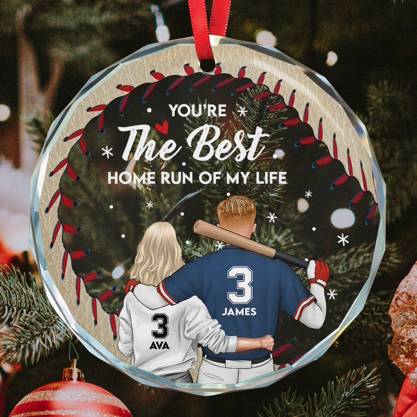 You Are The Best Home Run Of My Life - Personalized Glass Ornament