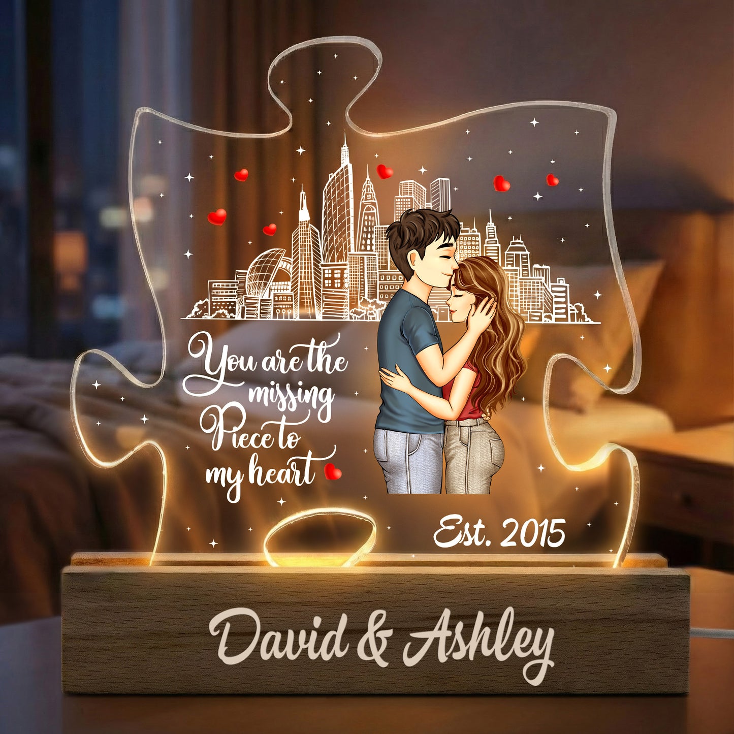 You Are The Missing Piece To My Heart New Version - Personalized LED Night Light