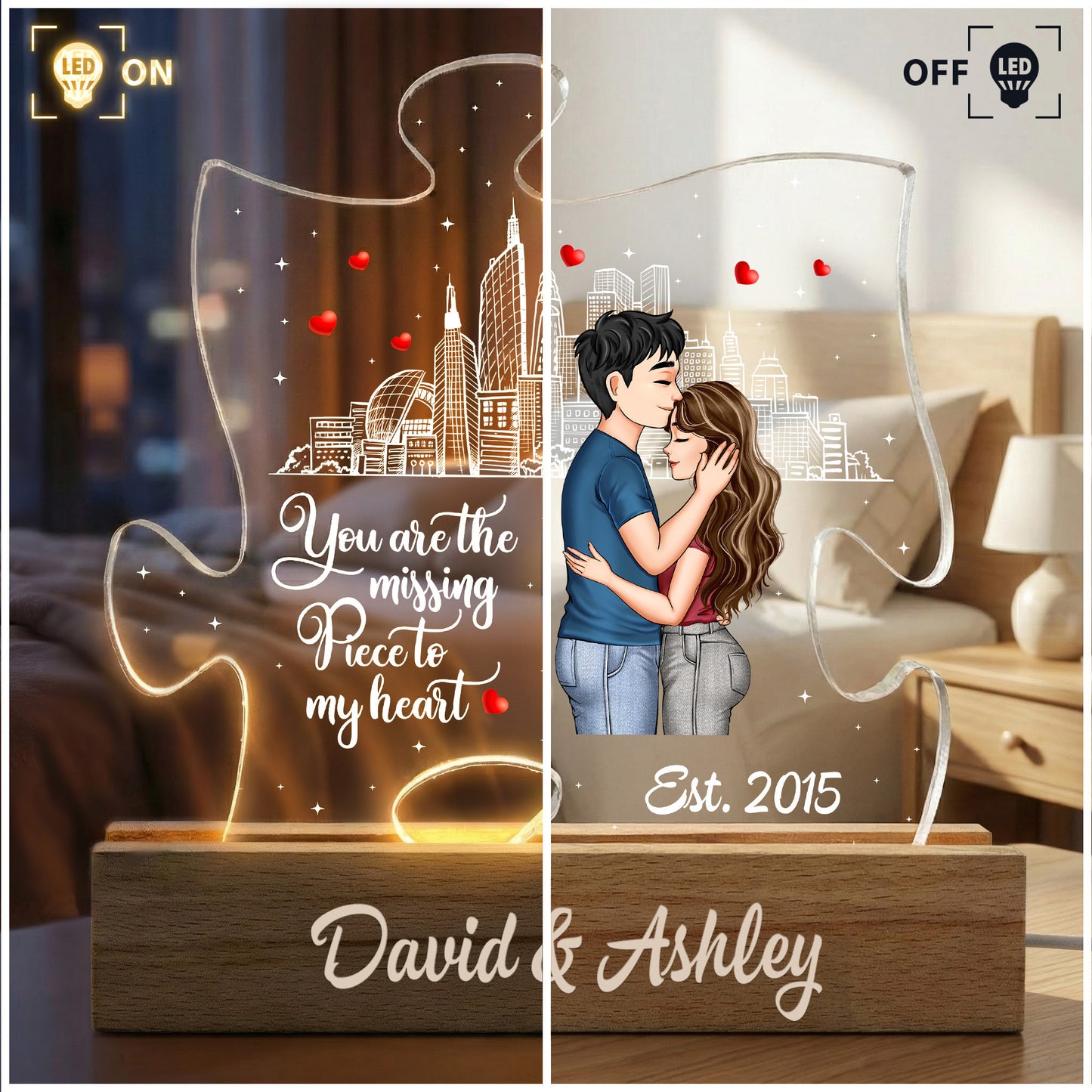 You Are The Missing Piece To My Heart New Version - Personalized LED Night Light