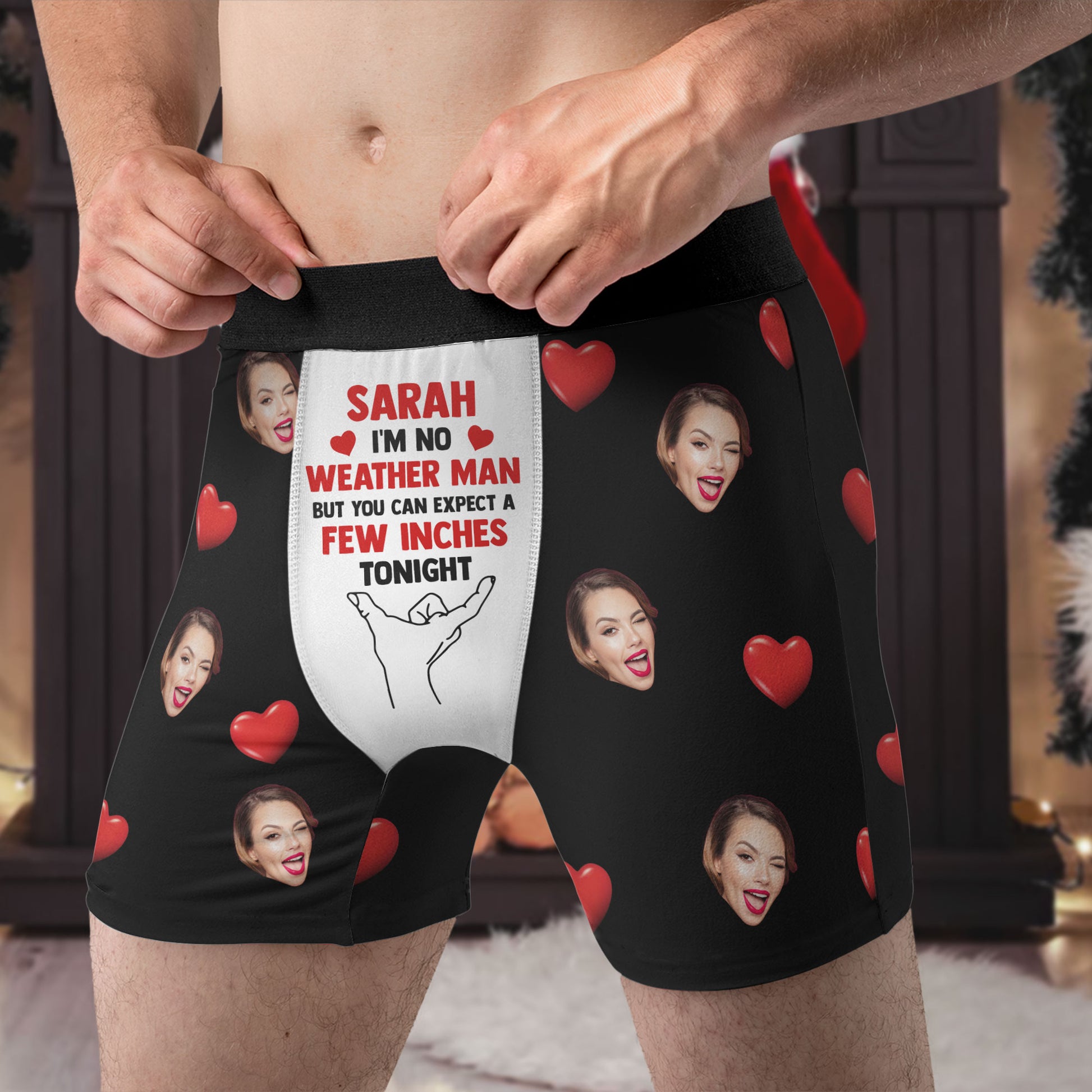 You Can Expect A Few Inches Tonight - Personalized Photo Men's Boxer Briefs
