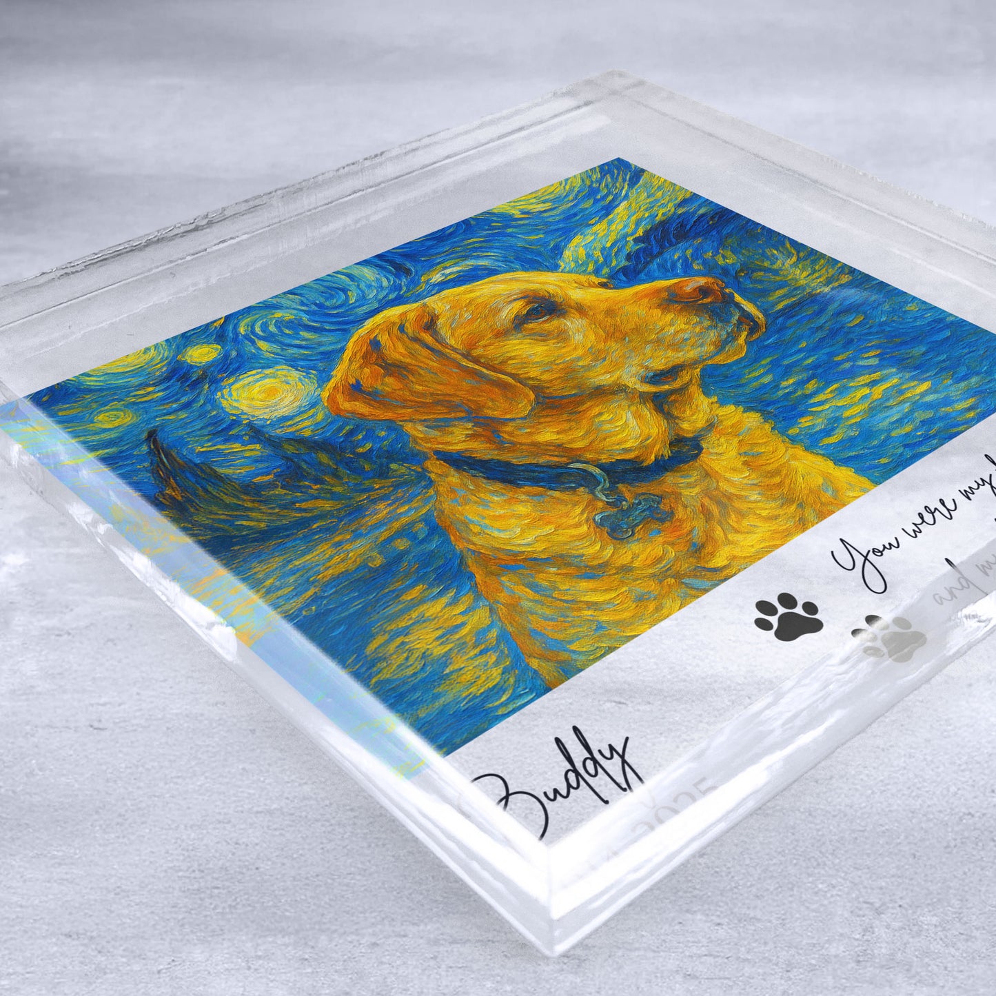 Favorite Hello & Hardest Goodbye Loss Of Pet Van Gogh Art - Personalized Acrylic Photo Plaque