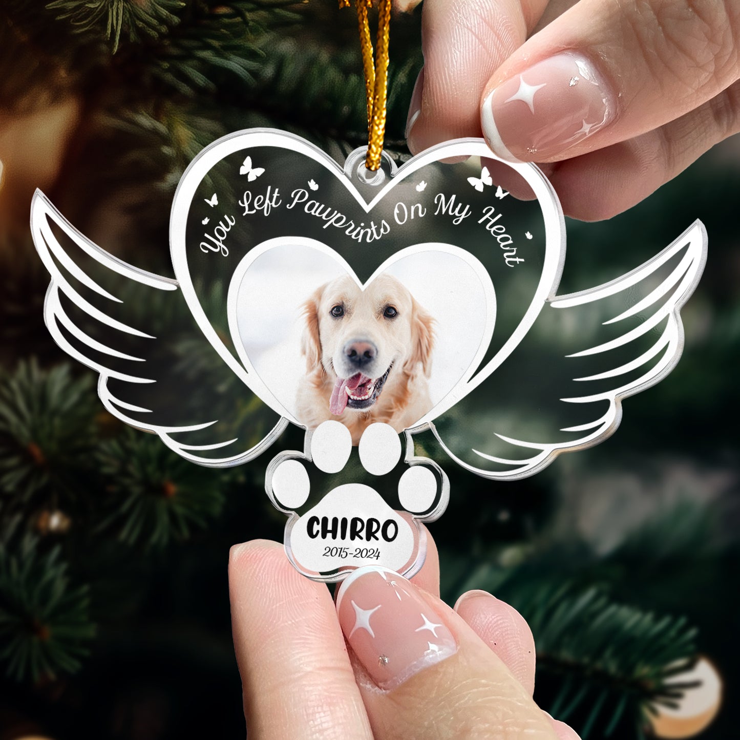 You Left Pawprints On My Heart - Personalized Acrylic Photo Ornament