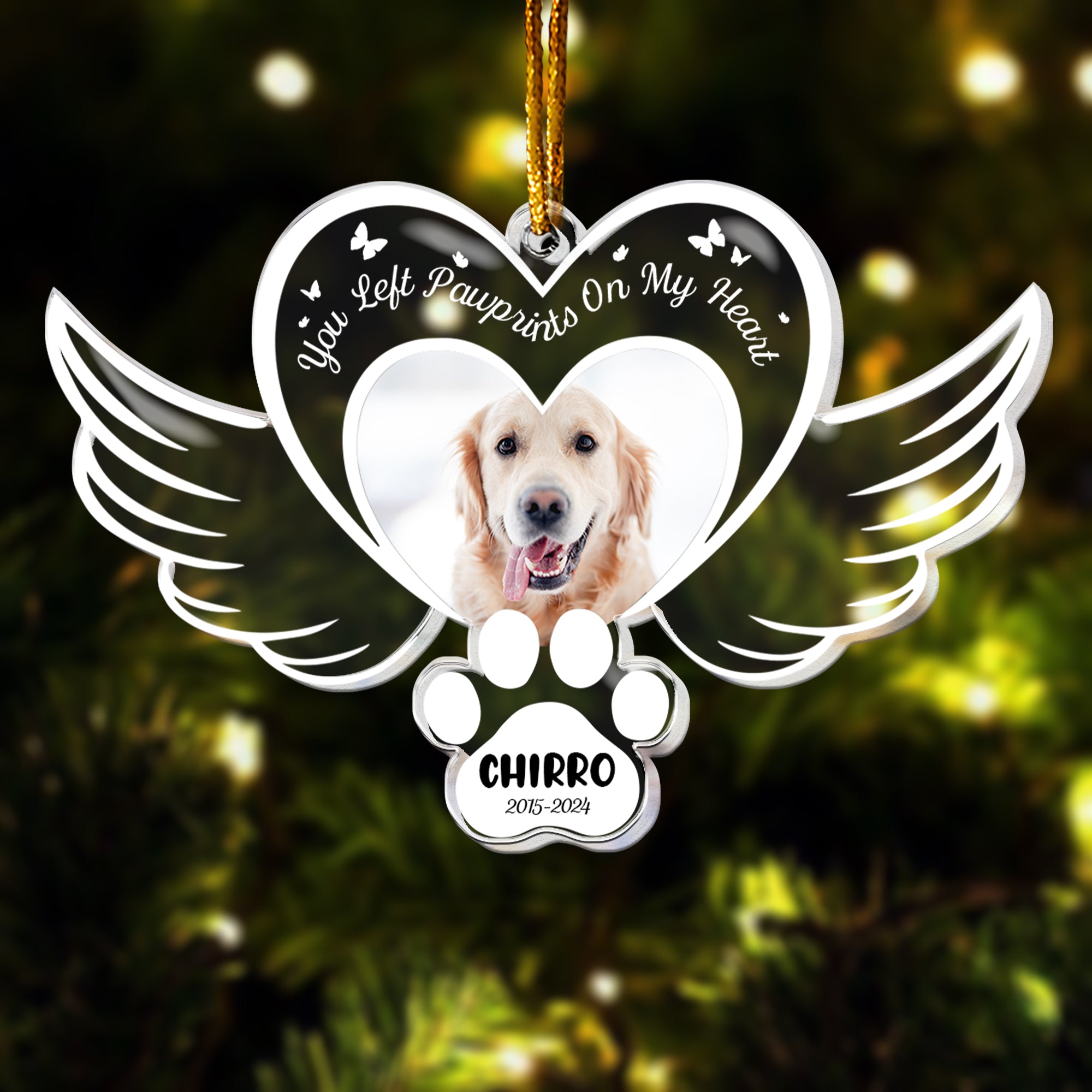 You Left Pawprints On My Heart - Personalized Acrylic Photo Ornament