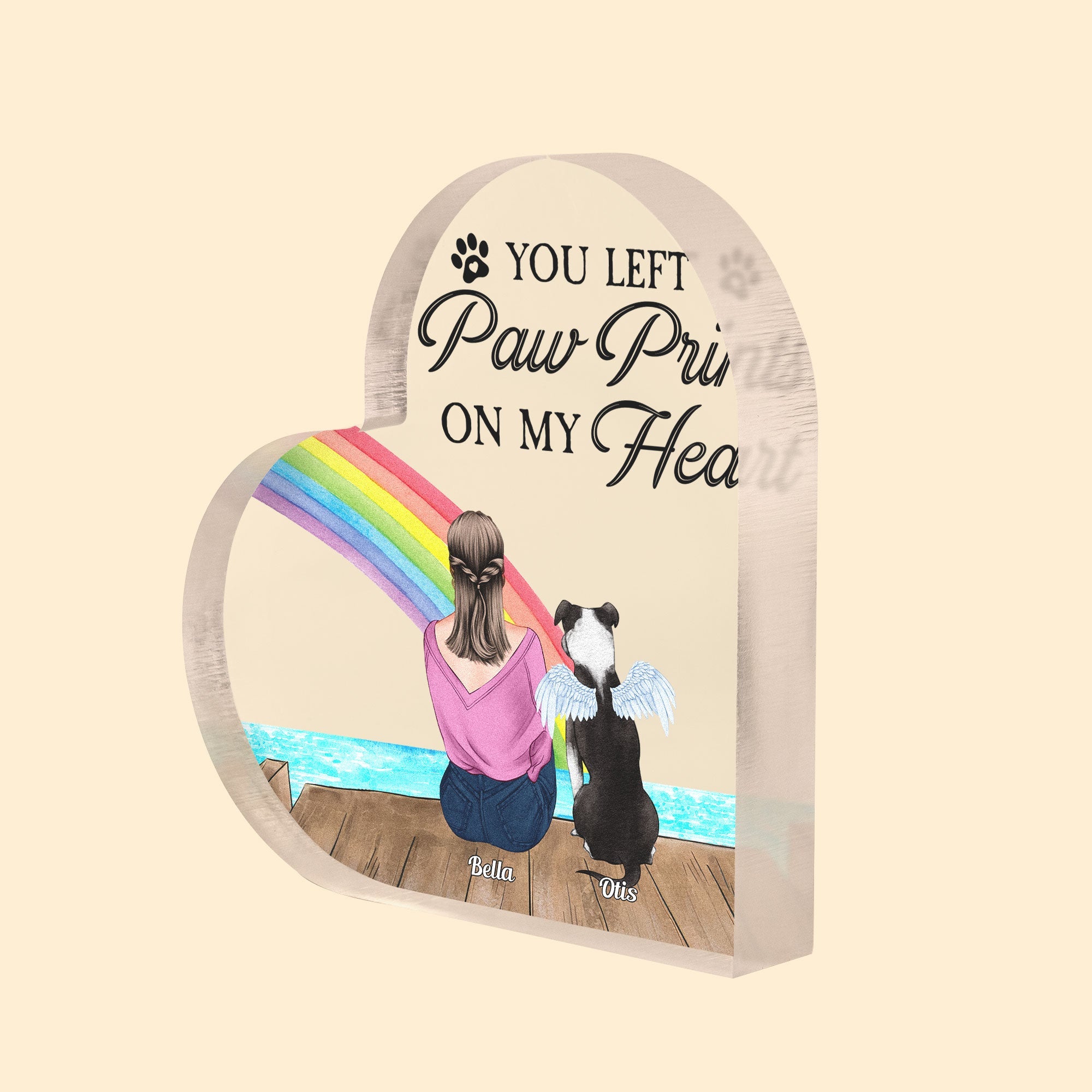 You Left Pawprints On My Heart - Personalized Heart-Shaped Acrylic - Memorial Gift For Dog Lovers, Grief Gift, Gift For Loss Of Dog