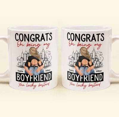 Congrats On Being My Boyfriend - Personalized Mug - Anniversary Gifts For Men, Husband, Him, Boyfriend