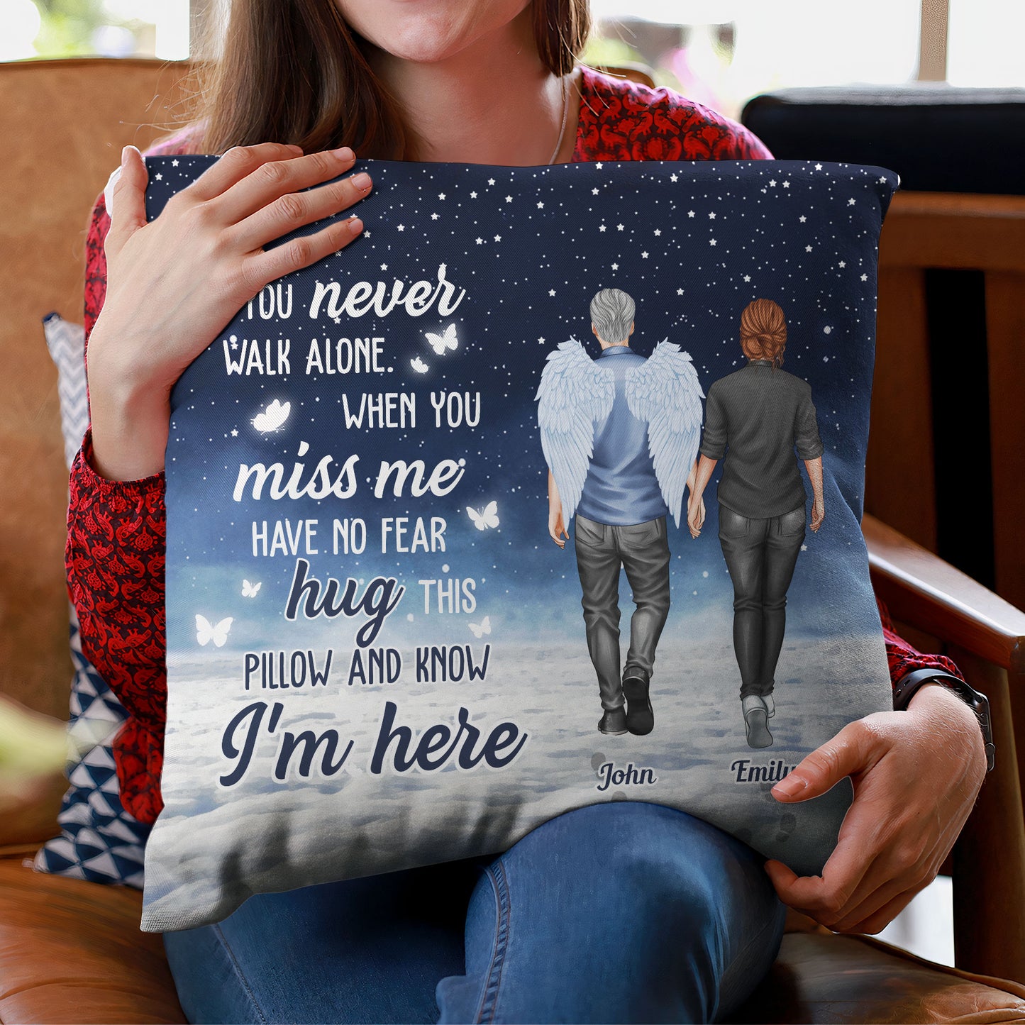 You Never Walk Alone Hug This When You Miss Me - Personalized Pillow (Insert Included)