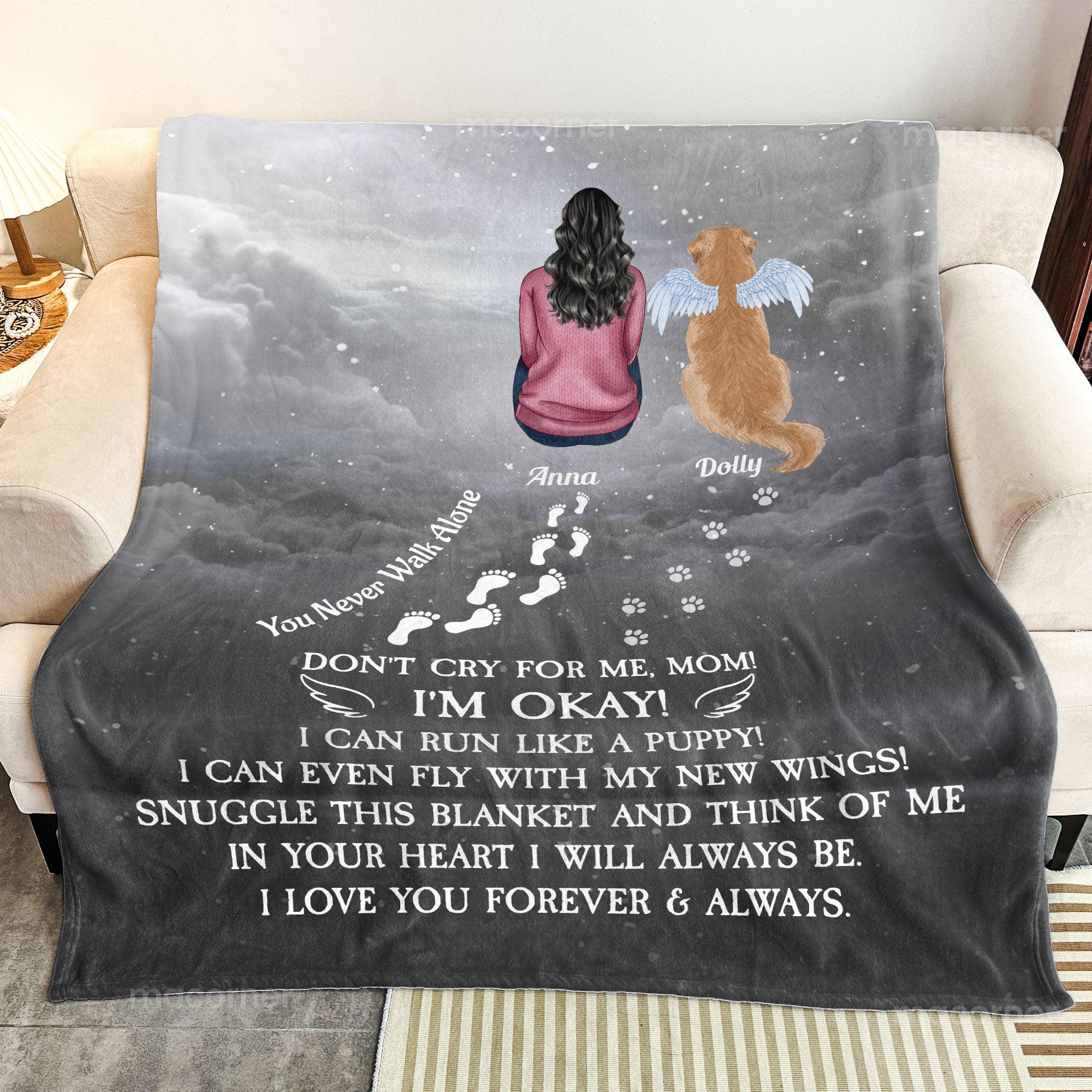 You Never Walk Alone Pet Loss Memorial - Personalized Blanket