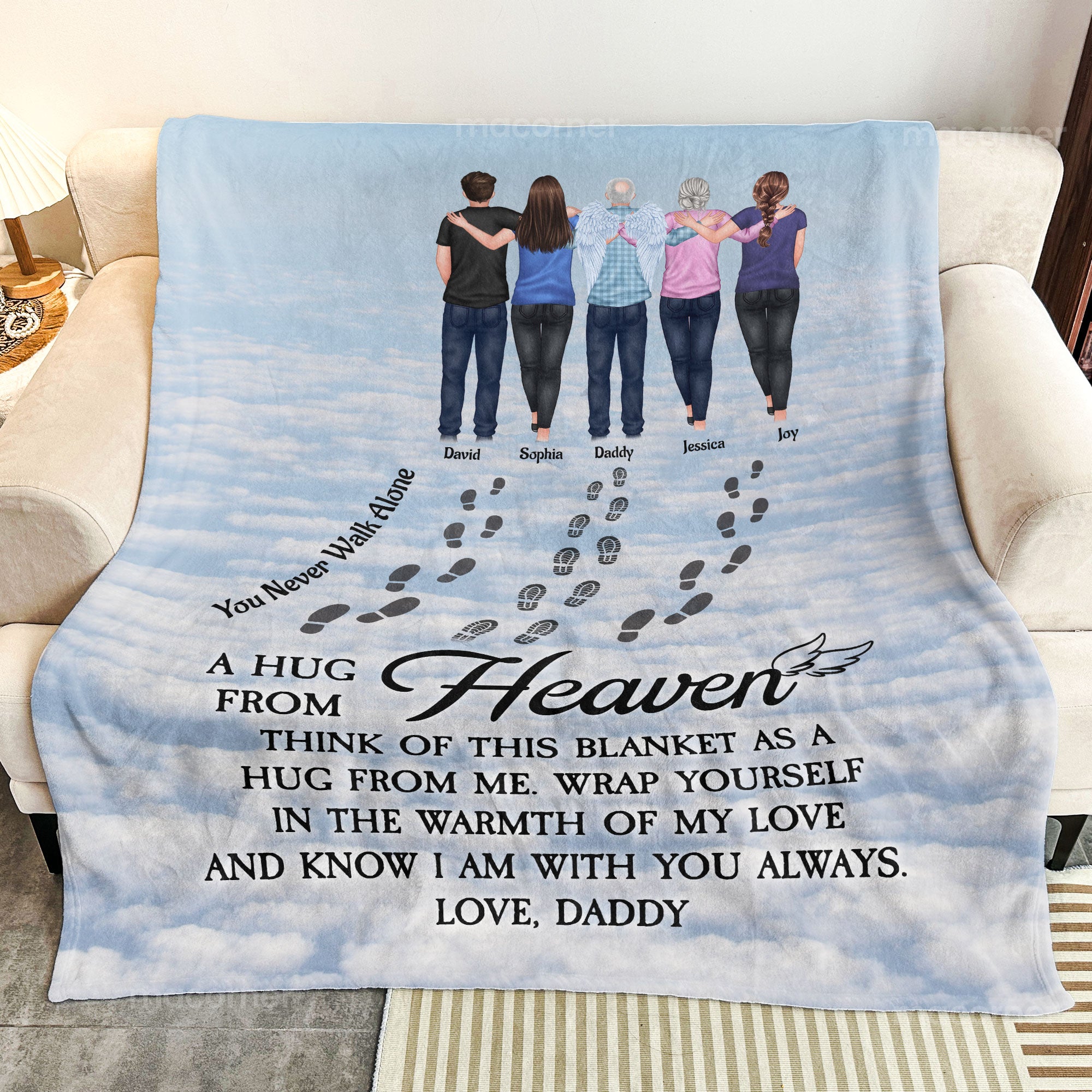 You Never Walk Alone Sending Hugs From Heaven - Personalized Blanket