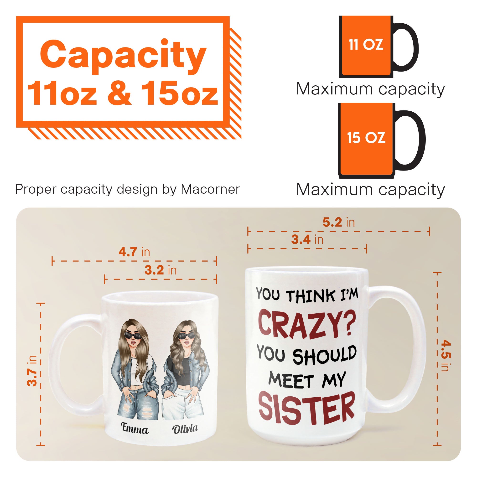 You Think I Am Crazy?  You Should Meet My Sister - Personalized Mug - Birthday & Christmas Gift For Sisters, Cousins, Besties, Best Friends, Friends & BFF - Denim Sisters