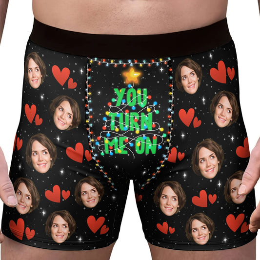 You Turn Me On - Personalized Photo Men's Boxer Briefs