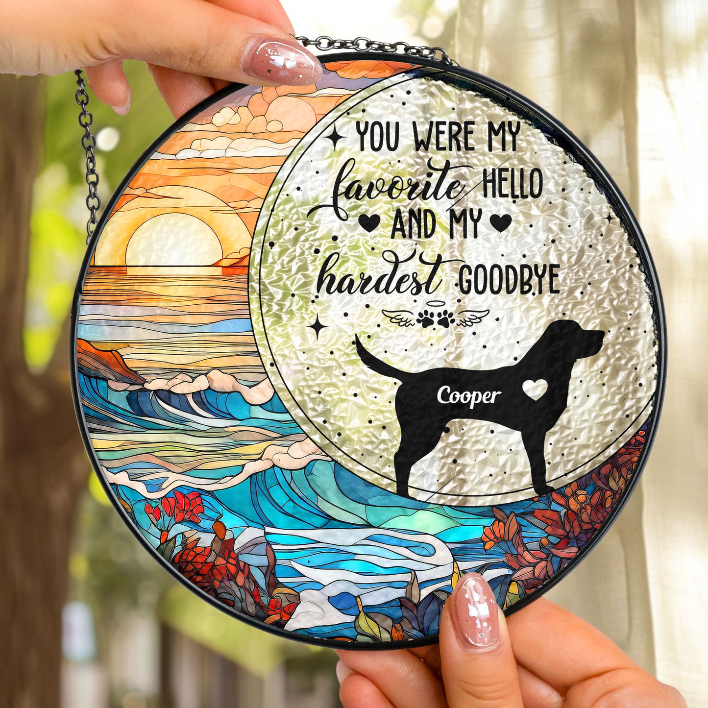 You Were My Favorite Hello - Personalized Stained Glass Window Hanging Suncatcher