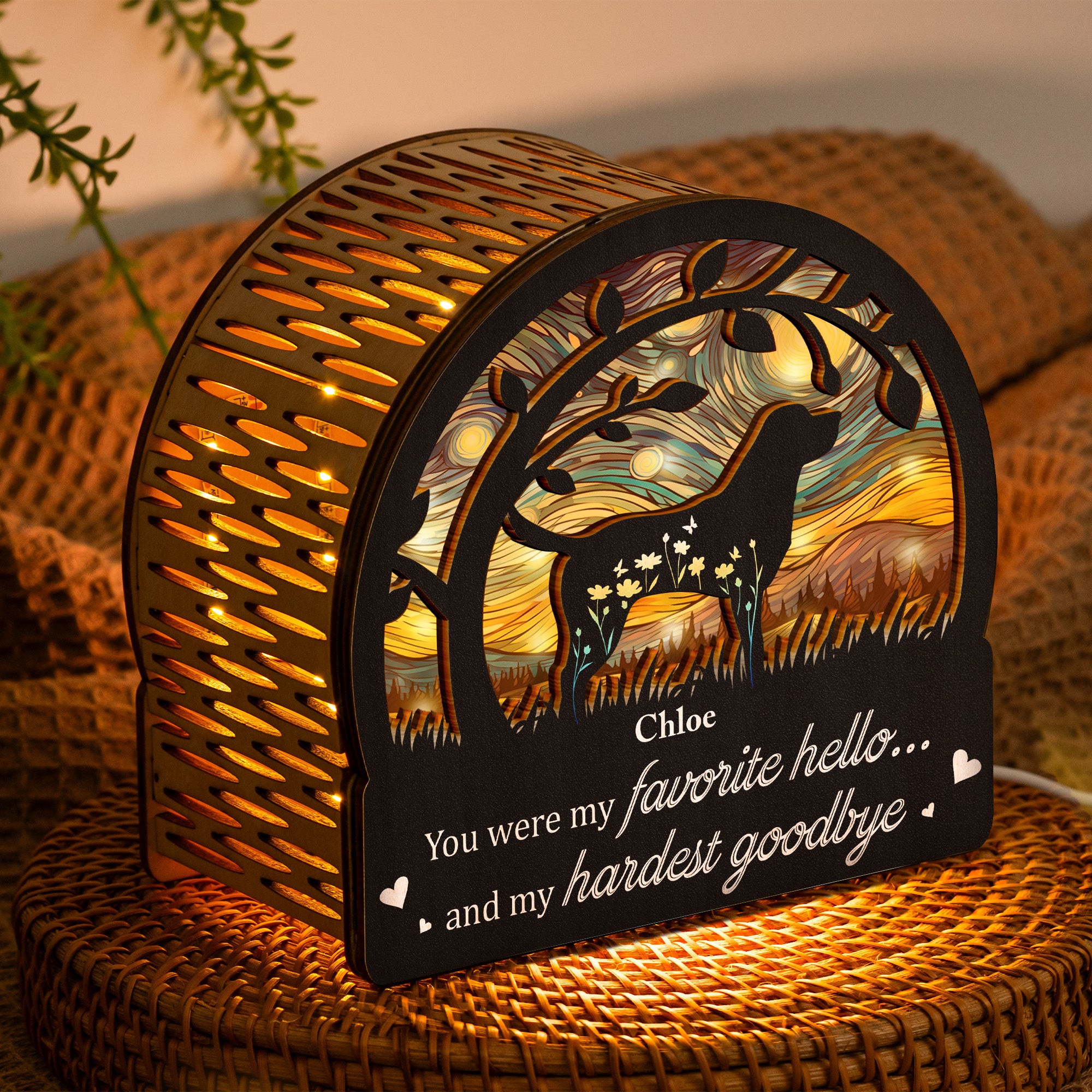 You Were My Favorite Hello & Hardest Goodbye - Personalized Lantern Night Light