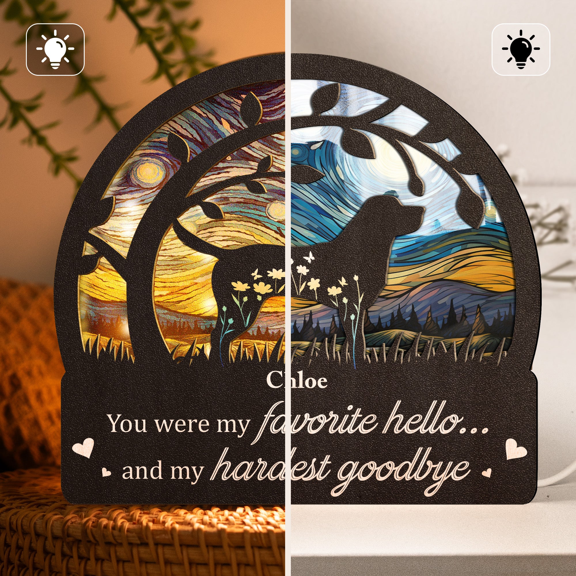 You Were My Favorite Hello & Hardest Goodbye - Personalized Lantern Night Light