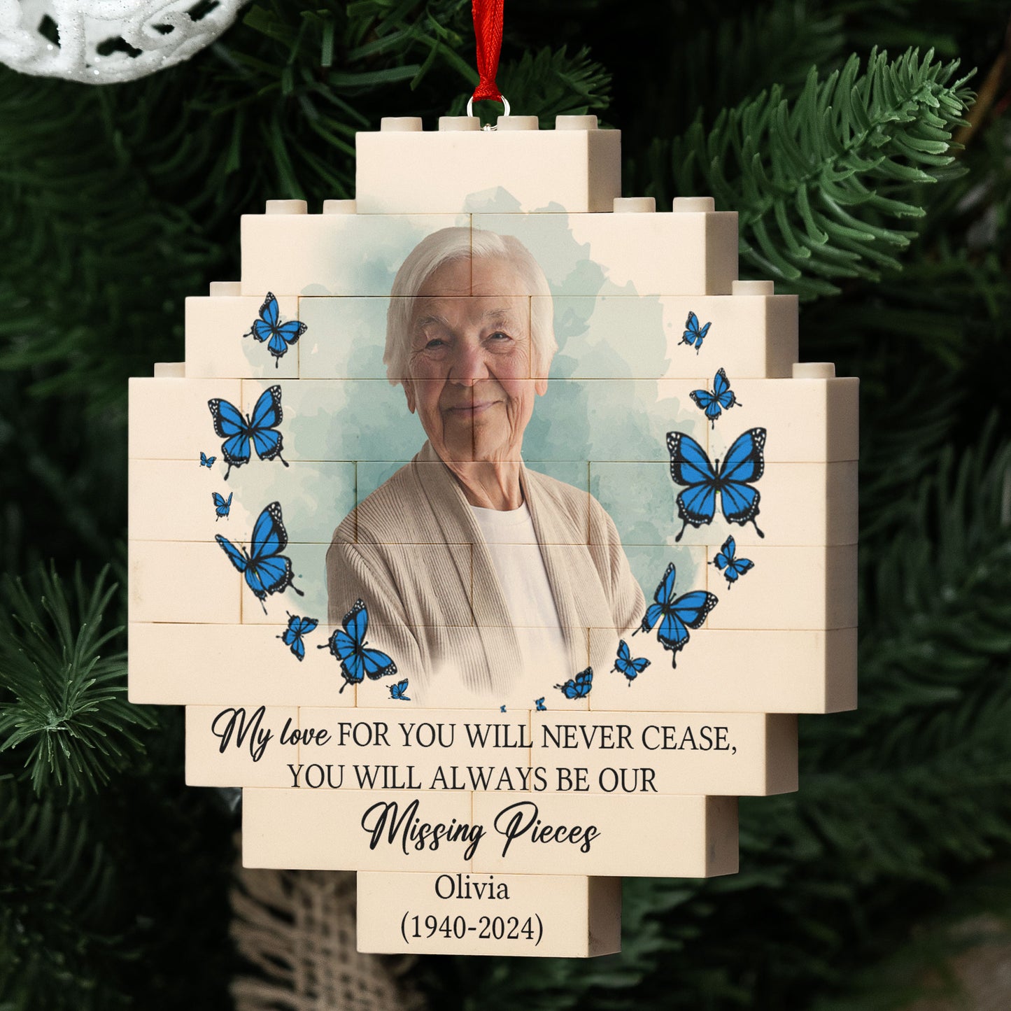 You Will Always Be My Missing Piece Memorial Gifts - Personalized Buildable Christmas Photo Ornament