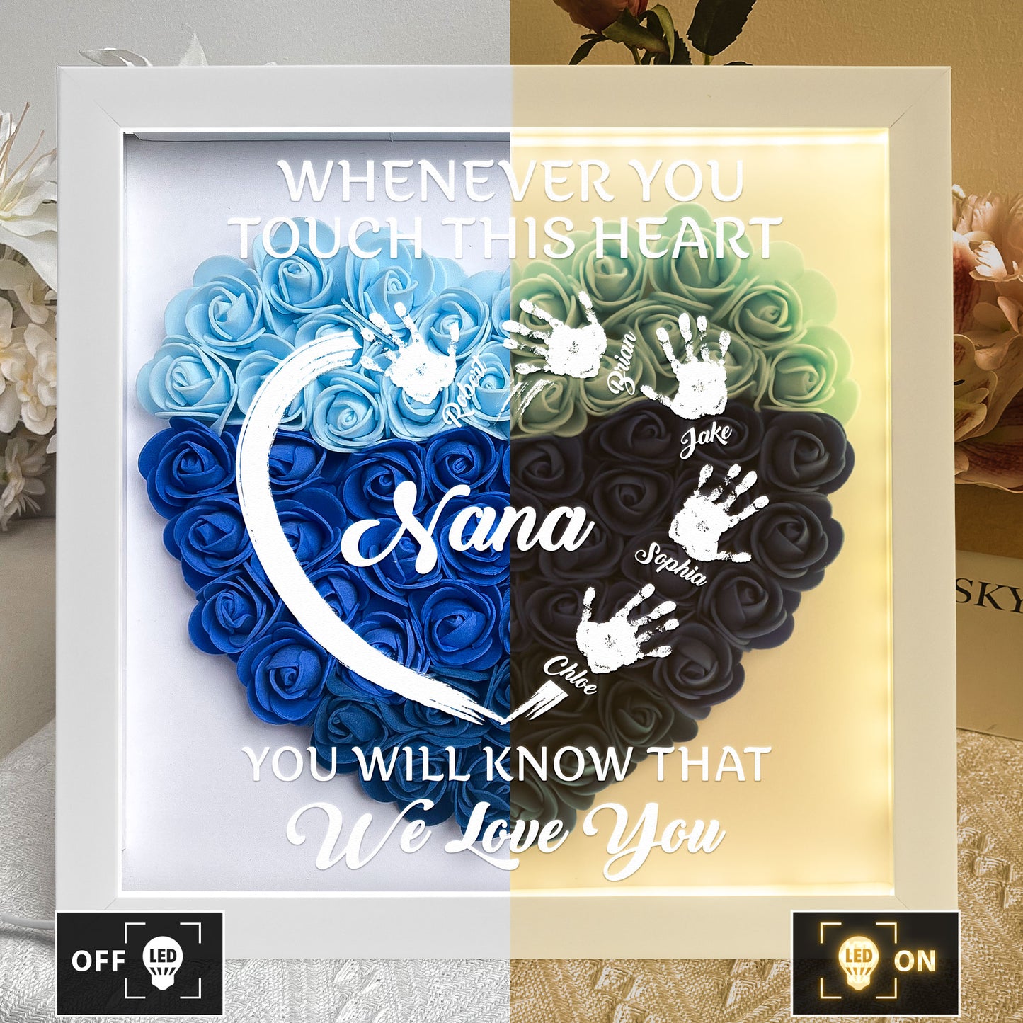 You Will Know That We Love You - Personalized Flower Shadow Box With LED Light