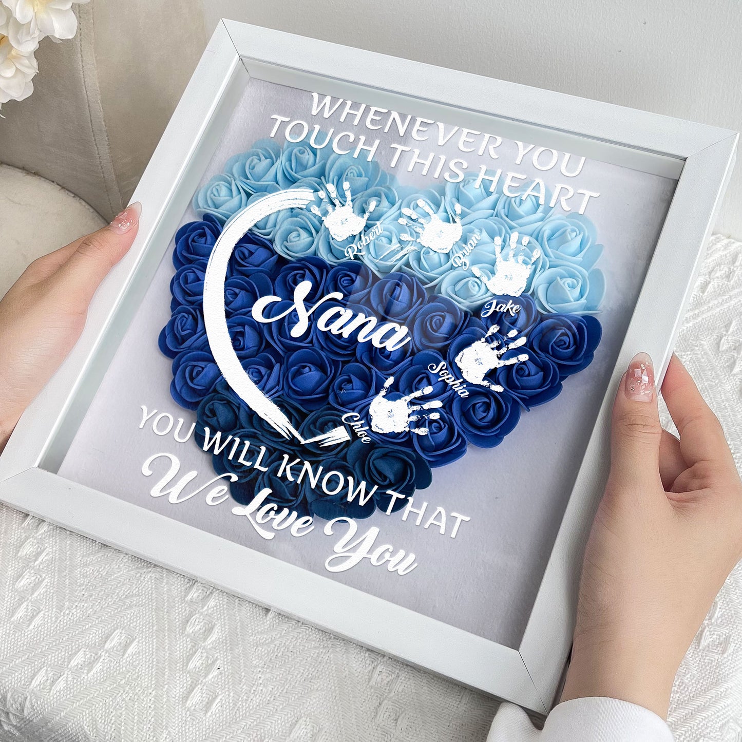 You Will Know That We Love You - Personalized Flower Shadow Box With LED Light