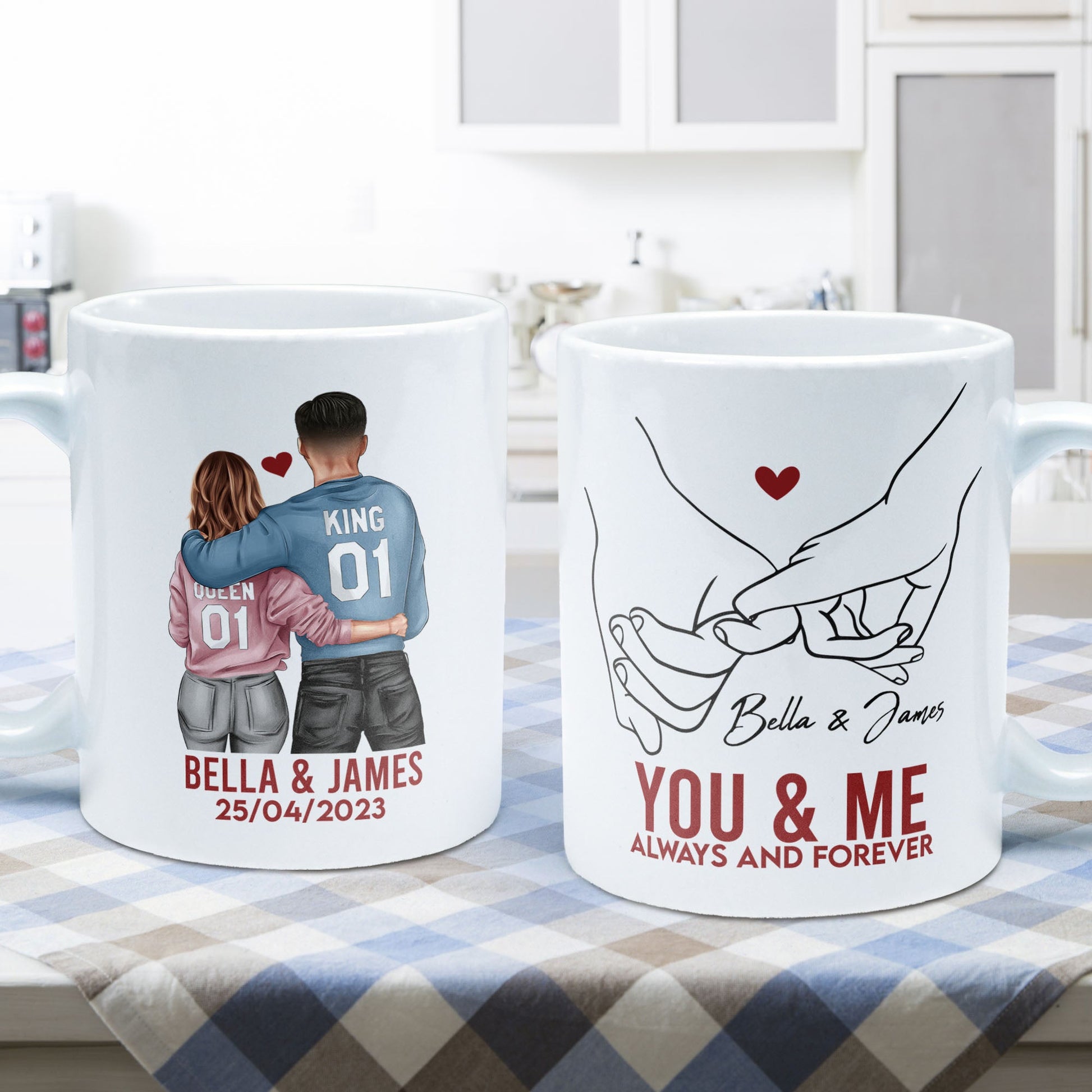 Couple Mug Personalized I Said Yes Matching Coffee Mug Cups 11oz 15oz Anniversary Valentine's Day Christmas Engagement Wedding Gifts for Wife Future