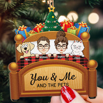 You & Me And The Dogs Cats Pets - Personalized Custom Shaped Wooden Ornament