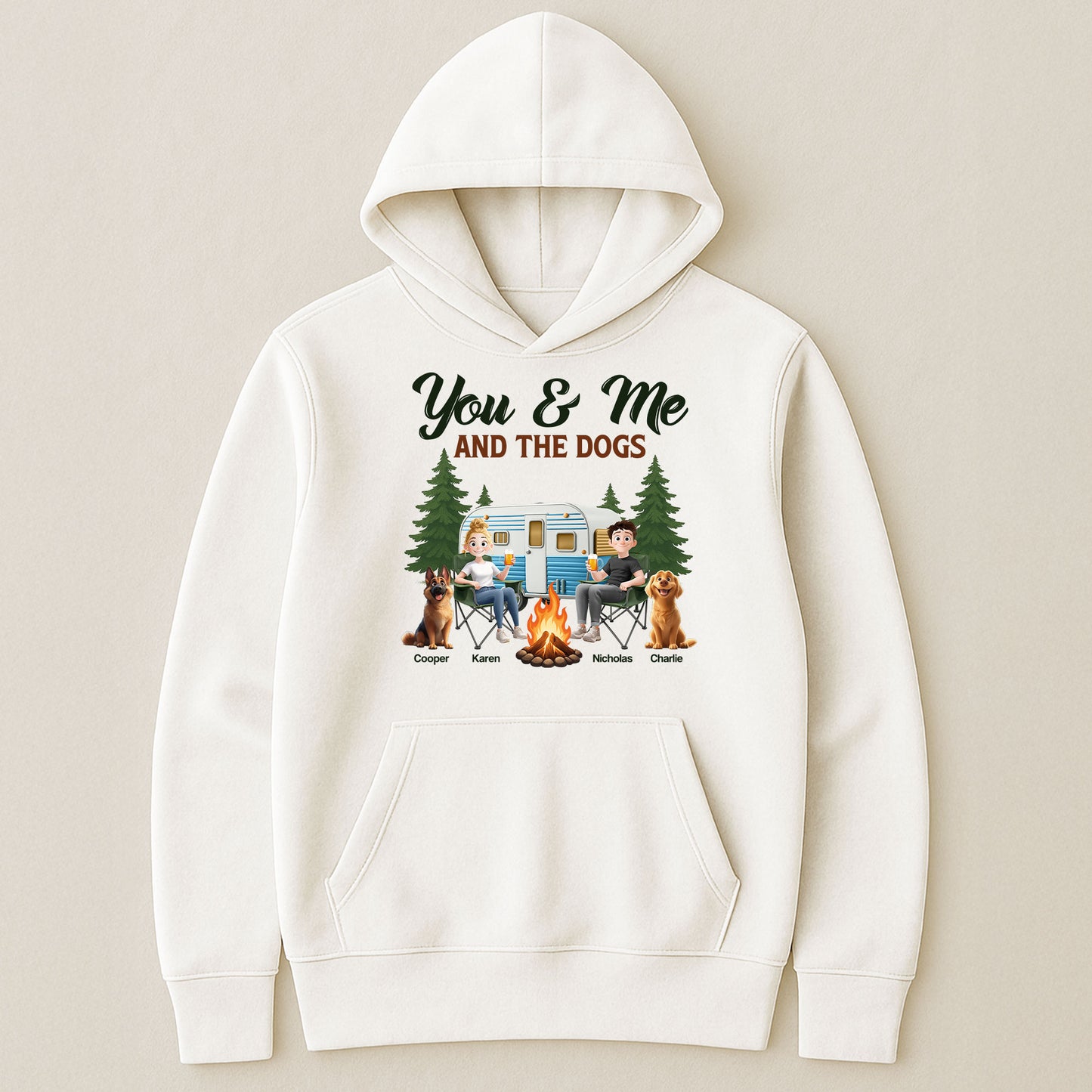 You & Me And The Dogs New Version Dog Lovers Camping Lovers - Personalized Shirt