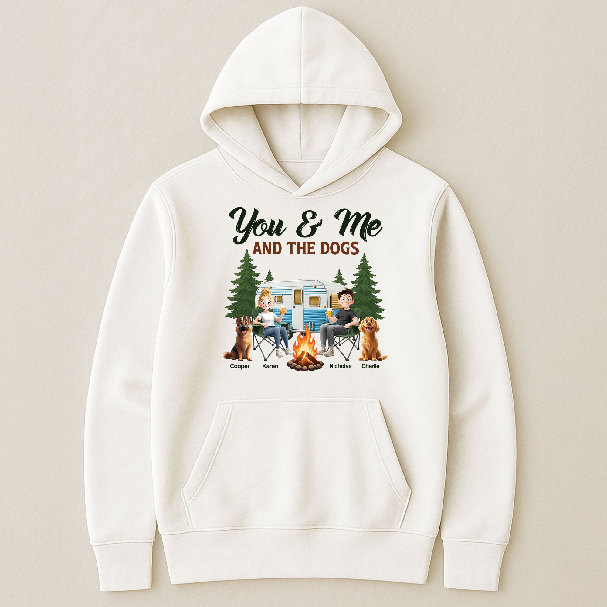 You & Me And The Dogs New Version Dog Lovers Camping Lovers - Personalized Shirt