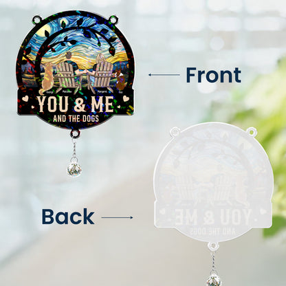 You & Me And The Dogs - Personalized Acrylic Suncatcher With Crystal Ball Prism