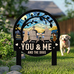 You & Me And The Dogs - Personalized Metal Garden Stake