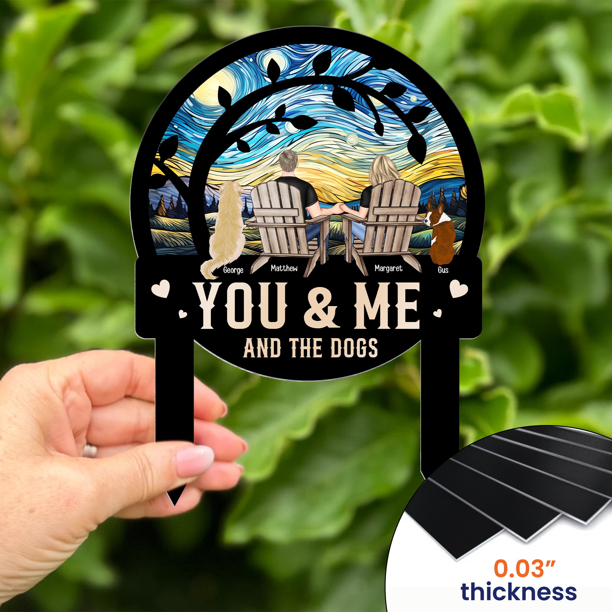 You & Me And The Dogs - Personalized Metal Garden Stake