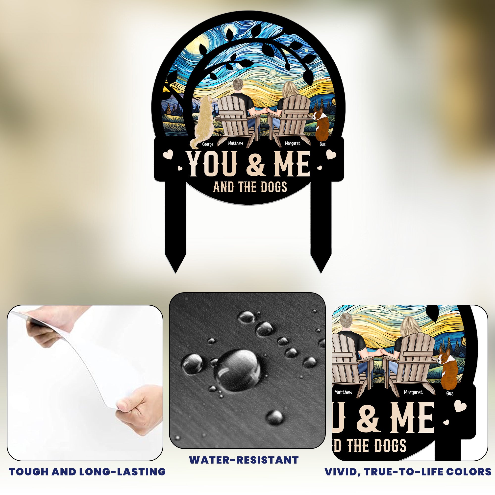 You & Me And The Dogs - Personalized Metal Garden Stake