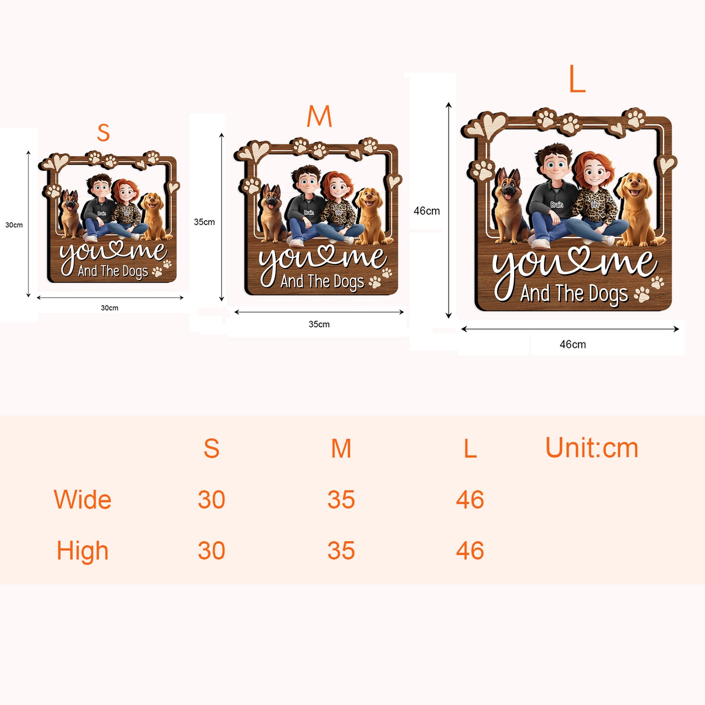 You & Me And The Dogs - Personalized Wood Sign