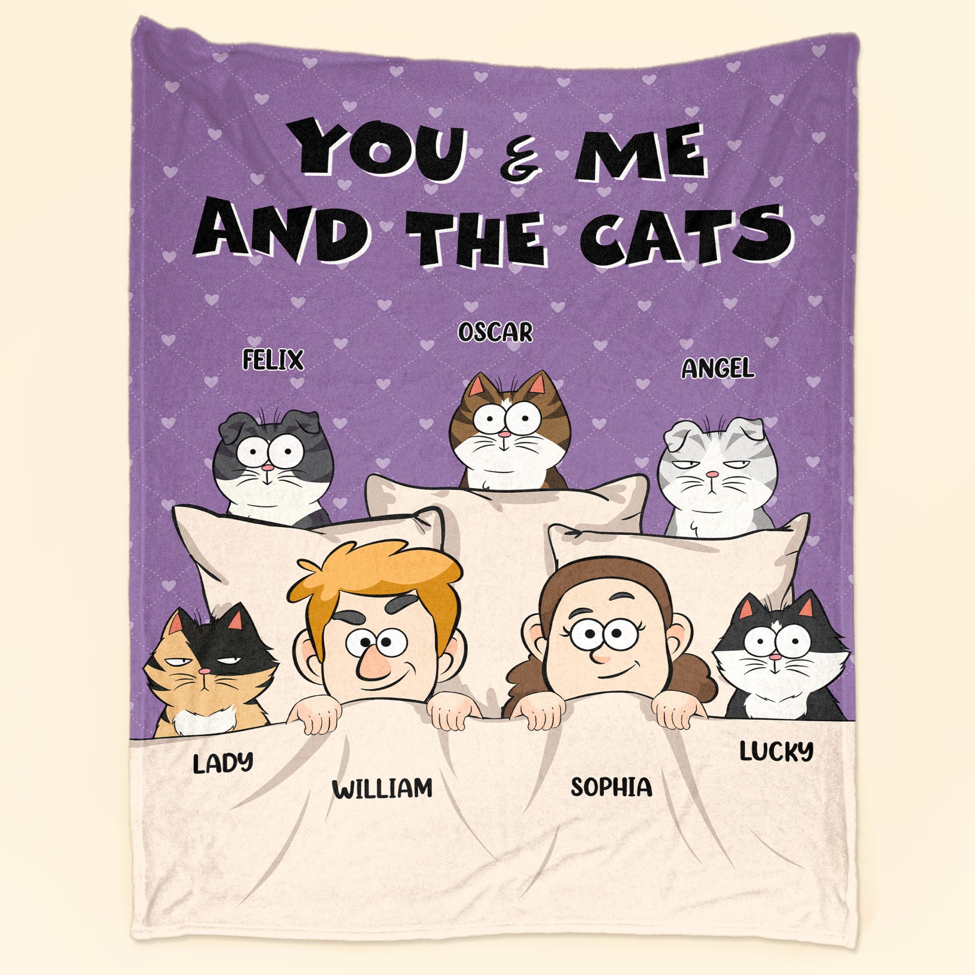 You & Me And The Dogs + The Cats - Personalized Blanket