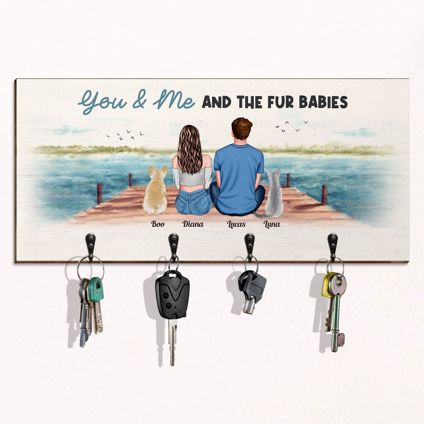 You & Me And The Fur Babies - Personalized Custom Key Holder