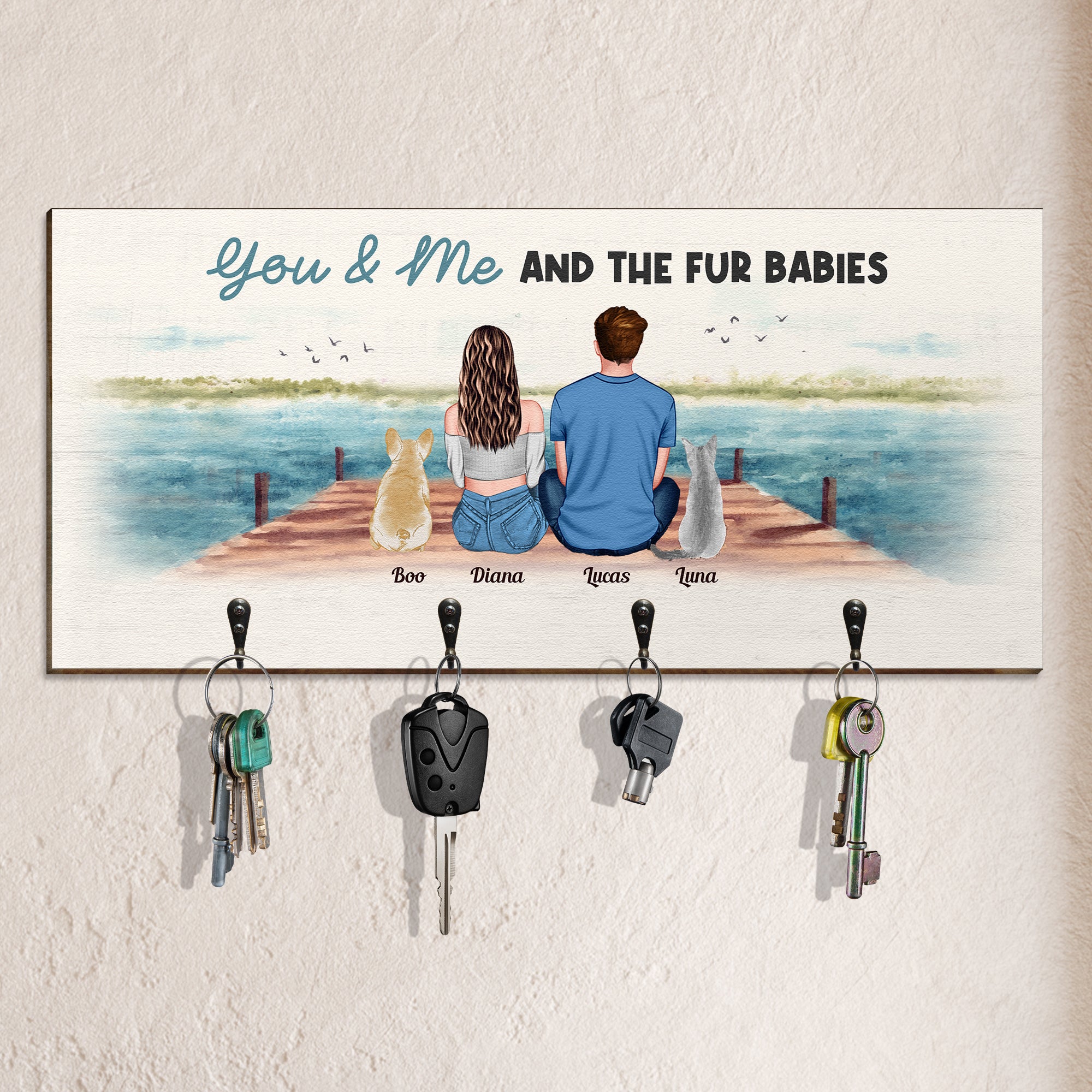 You & Me And The Fur Babies - Personalized Key Holder
