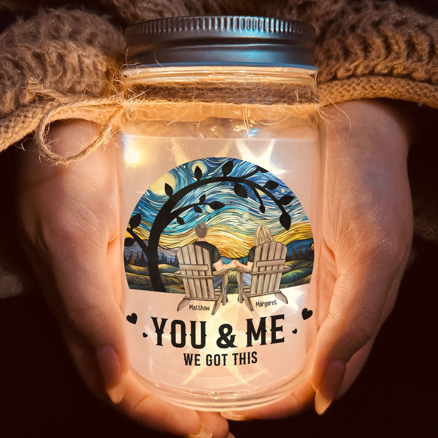 You & Me We Got This Anniversary Gift - Personalized Mason Jar Light