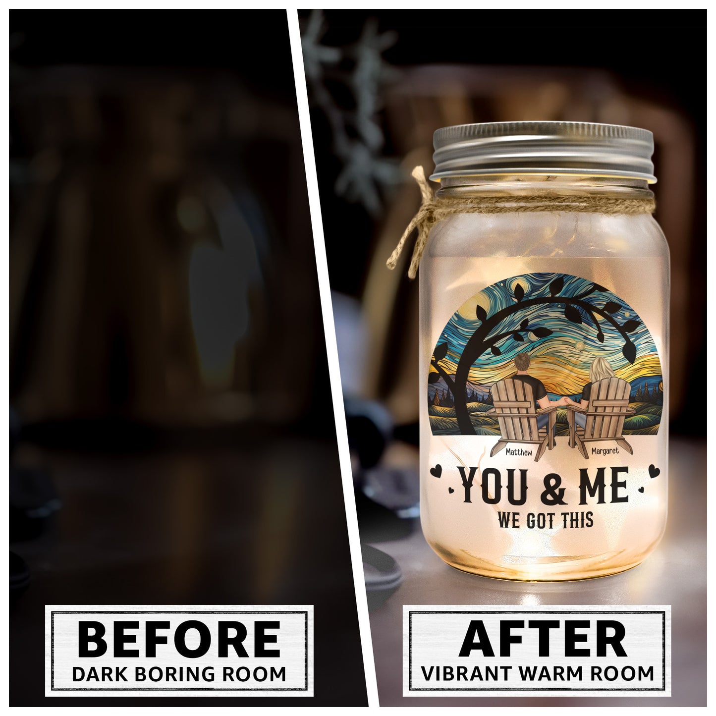 You & Me We Got This Anniversary Gift - Personalized Mason Jar Light