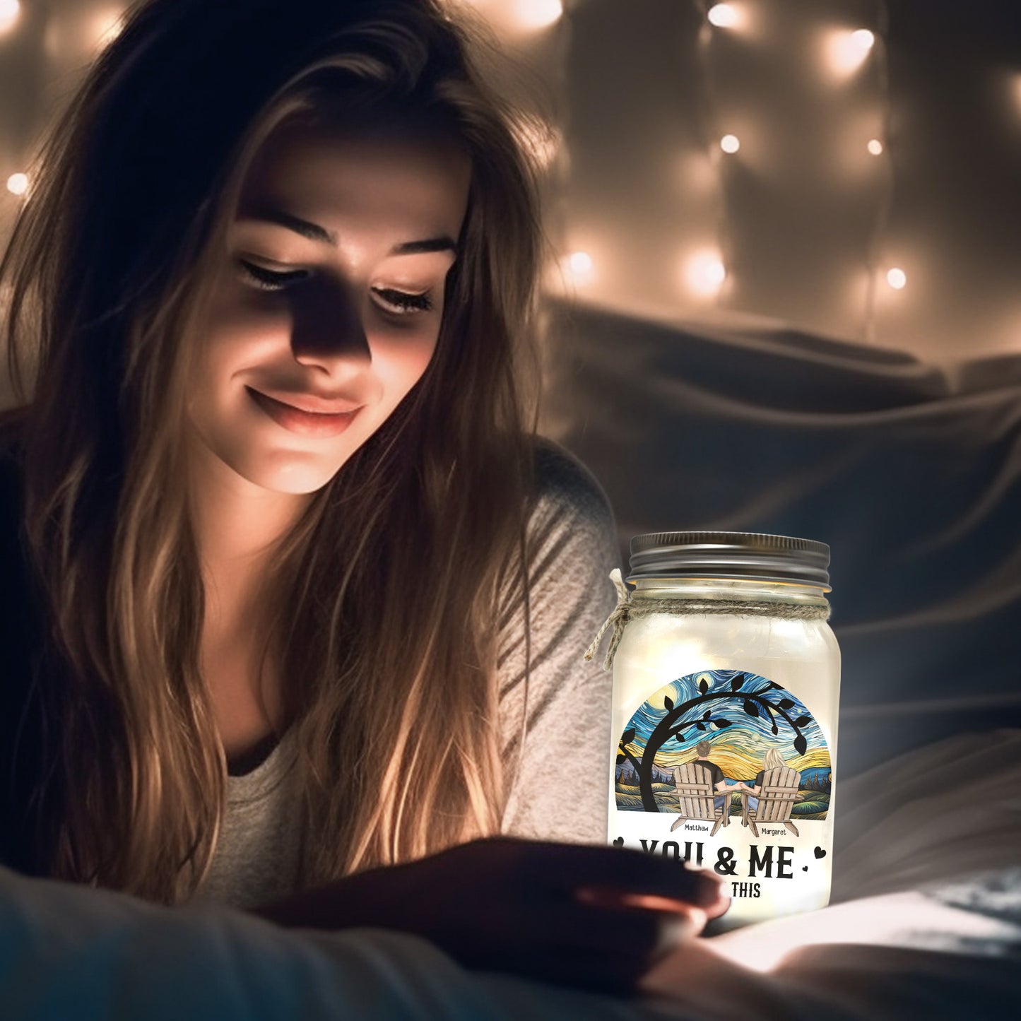 You & Me We Got This Anniversary Gift - Personalized Mason Jar Light