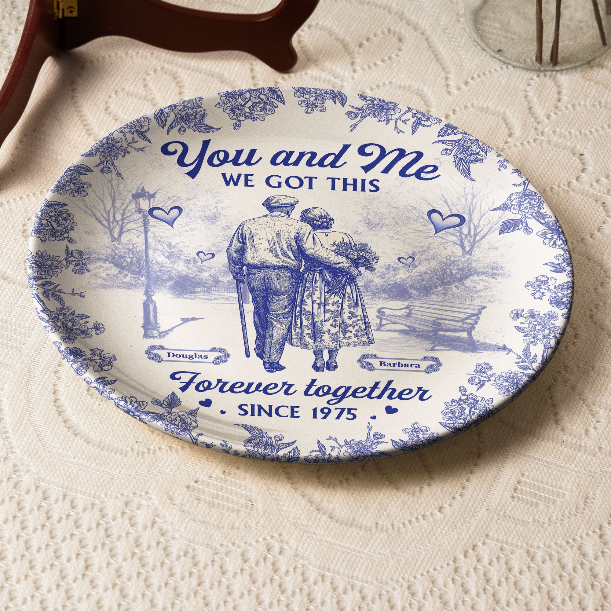 You & Me We Got This - Anniversary Gifts Couple Toile De Jouy - Personalized Ceramic Plate