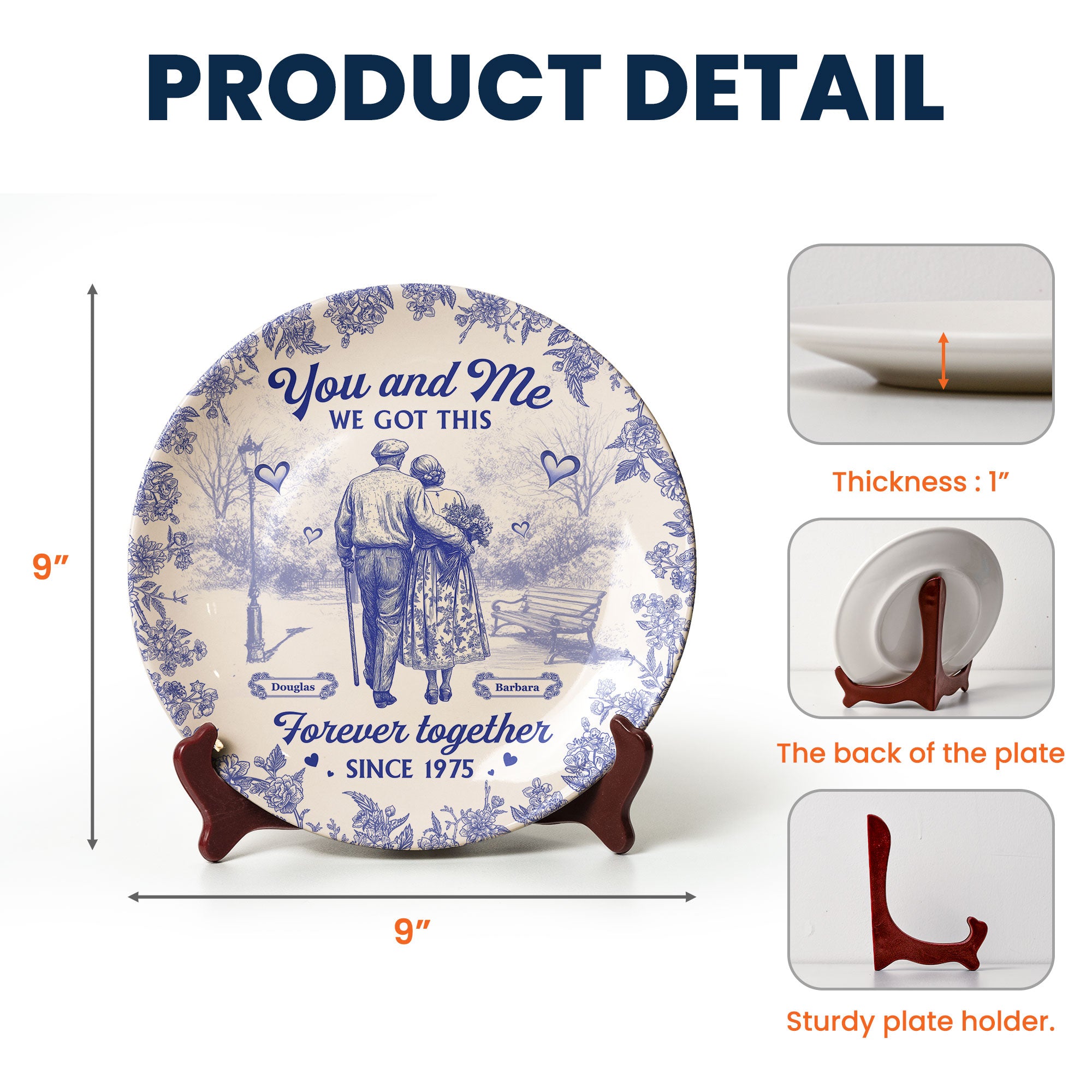You & Me We Got This - Anniversary Gifts Couple Toile De Jouy - Personalized Ceramic Plate