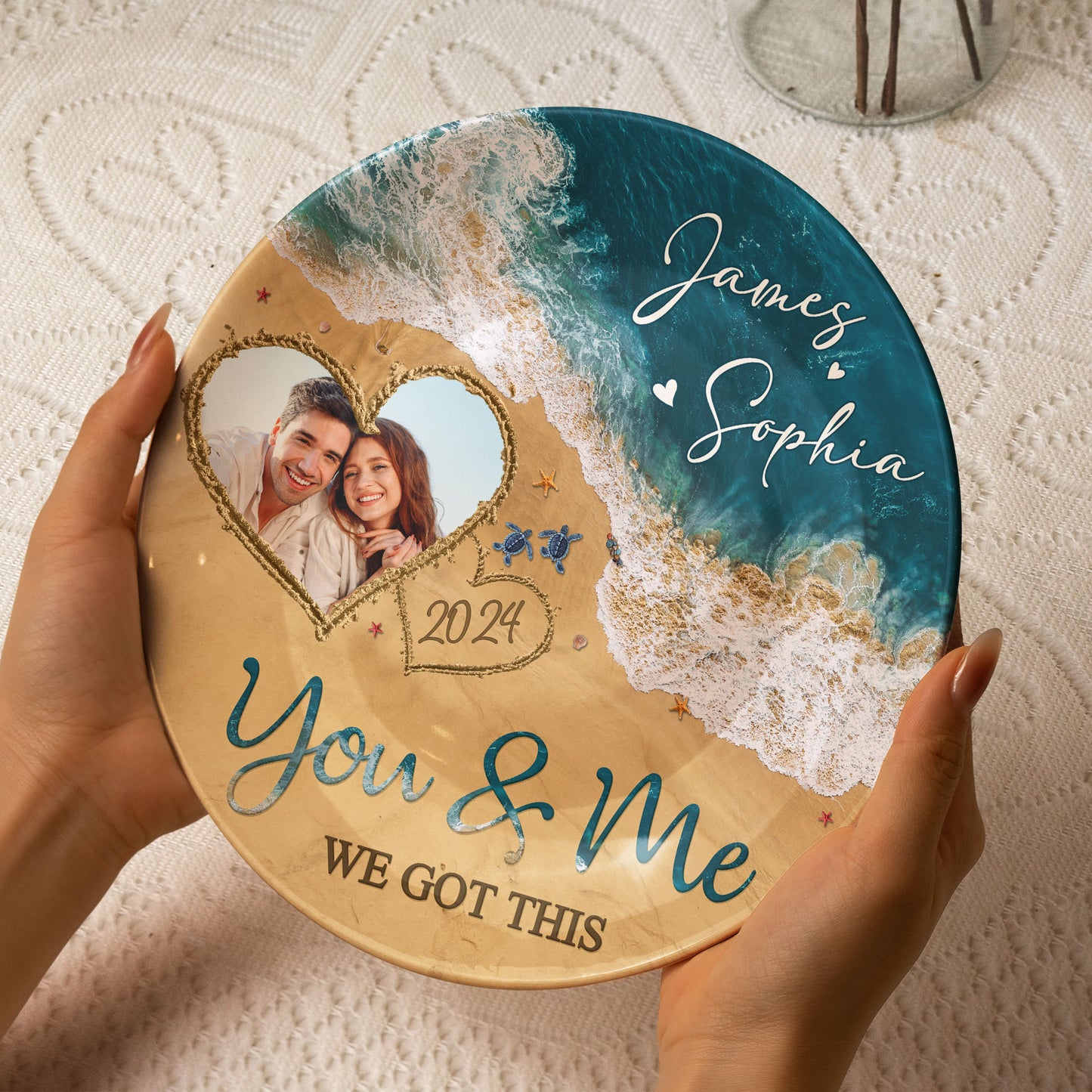 You & Me We Got This Beach Scene - Personalized Ceramic Photo Plate