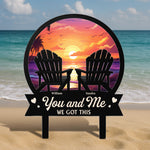 You & Me We Got This Beach Scene - Personalized Metal Garden Stake