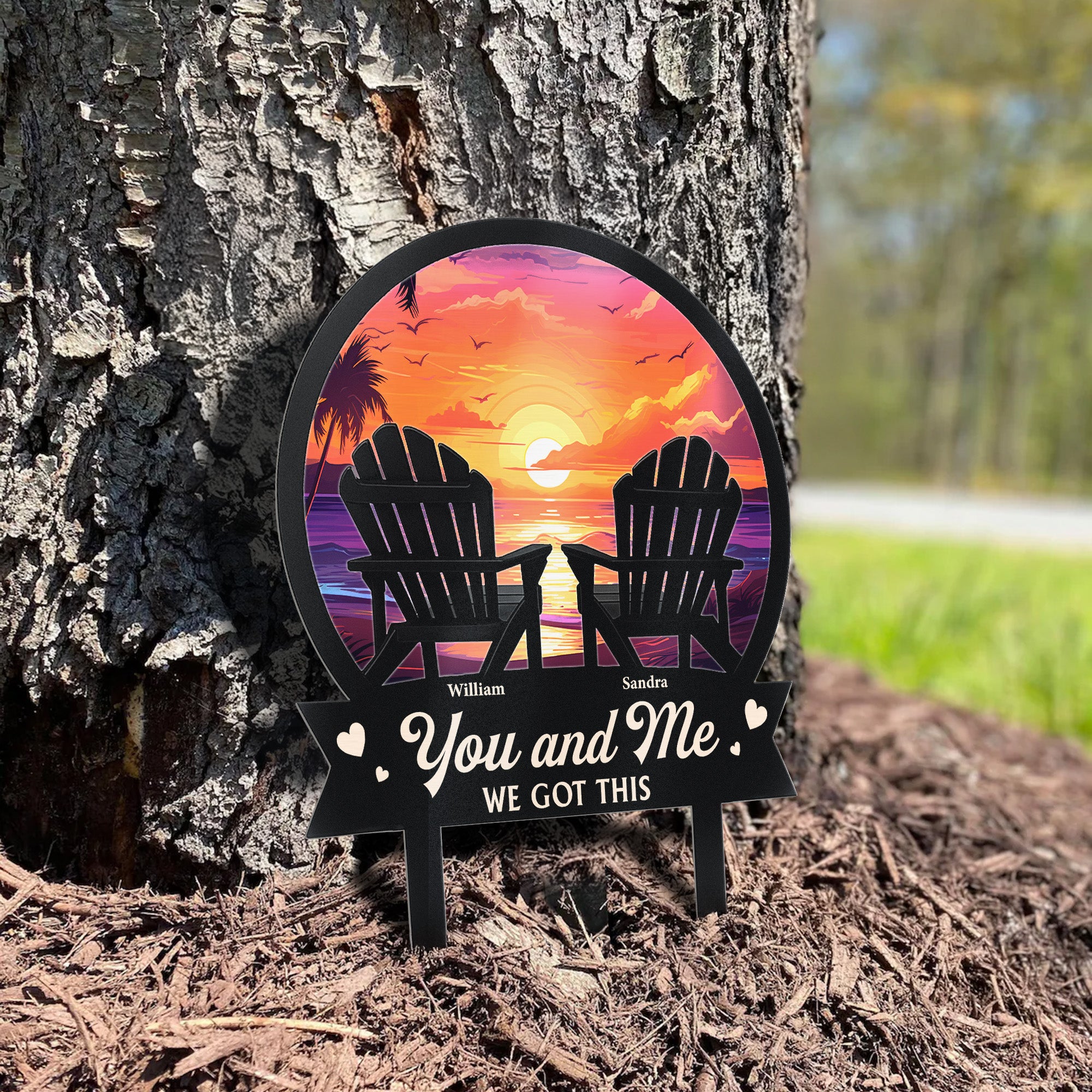 You & Me We Got This Beach Scene - Personalized Metal Garden Stake