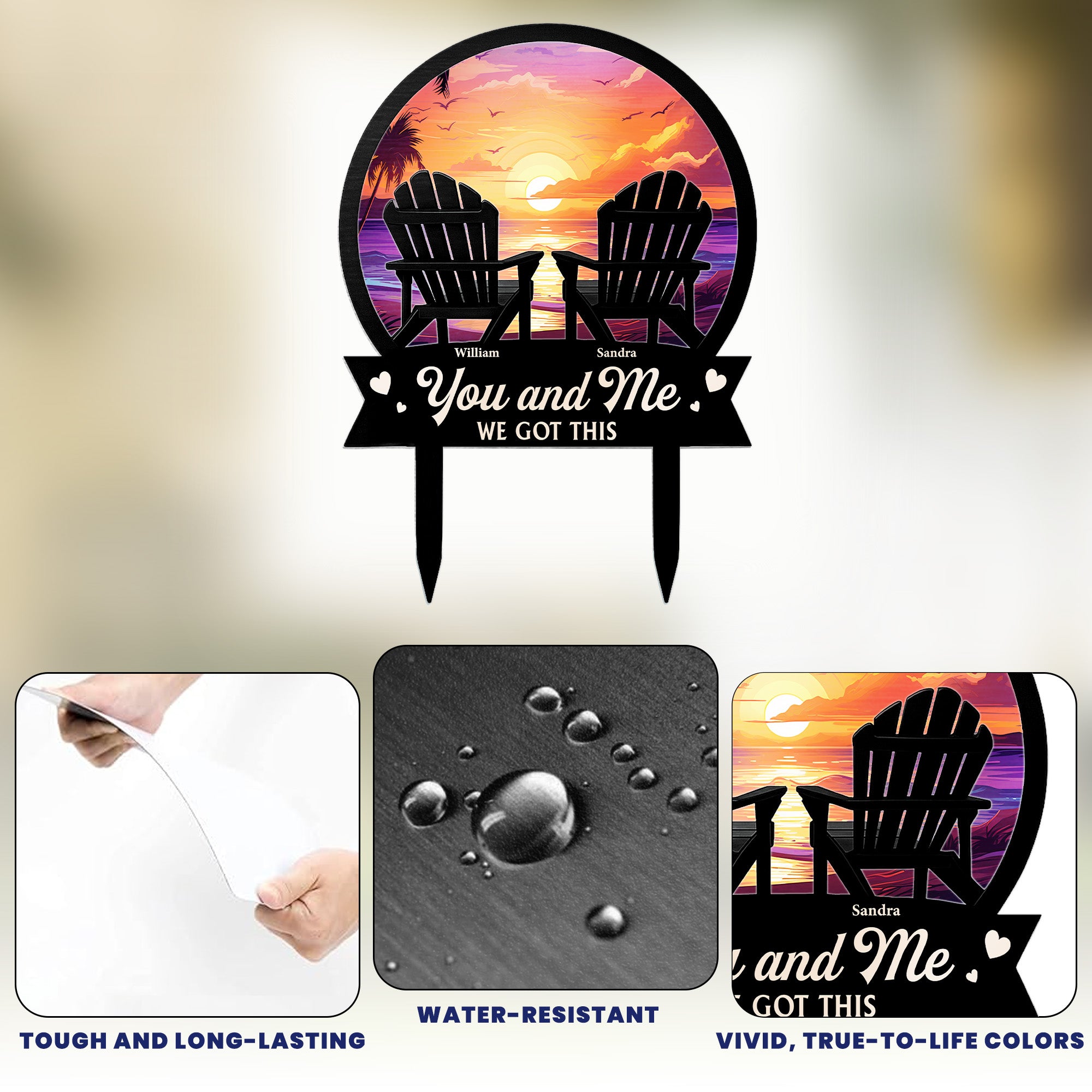 You & Me We Got This Beach Scene - Personalized Metal Garden Stake