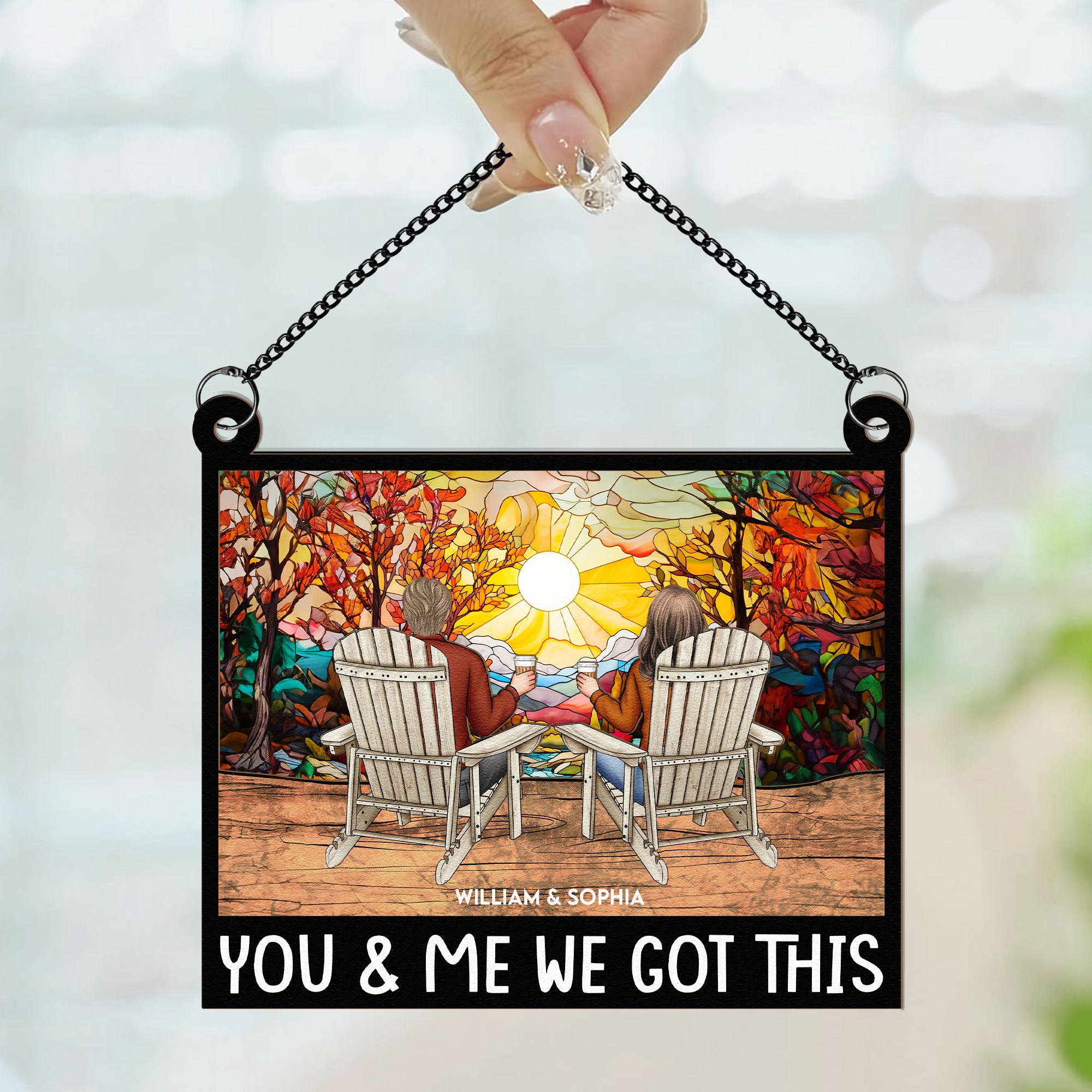 You & Me We Got This - Fall Version - Personalized Window Hanging Suncatcher Ornament