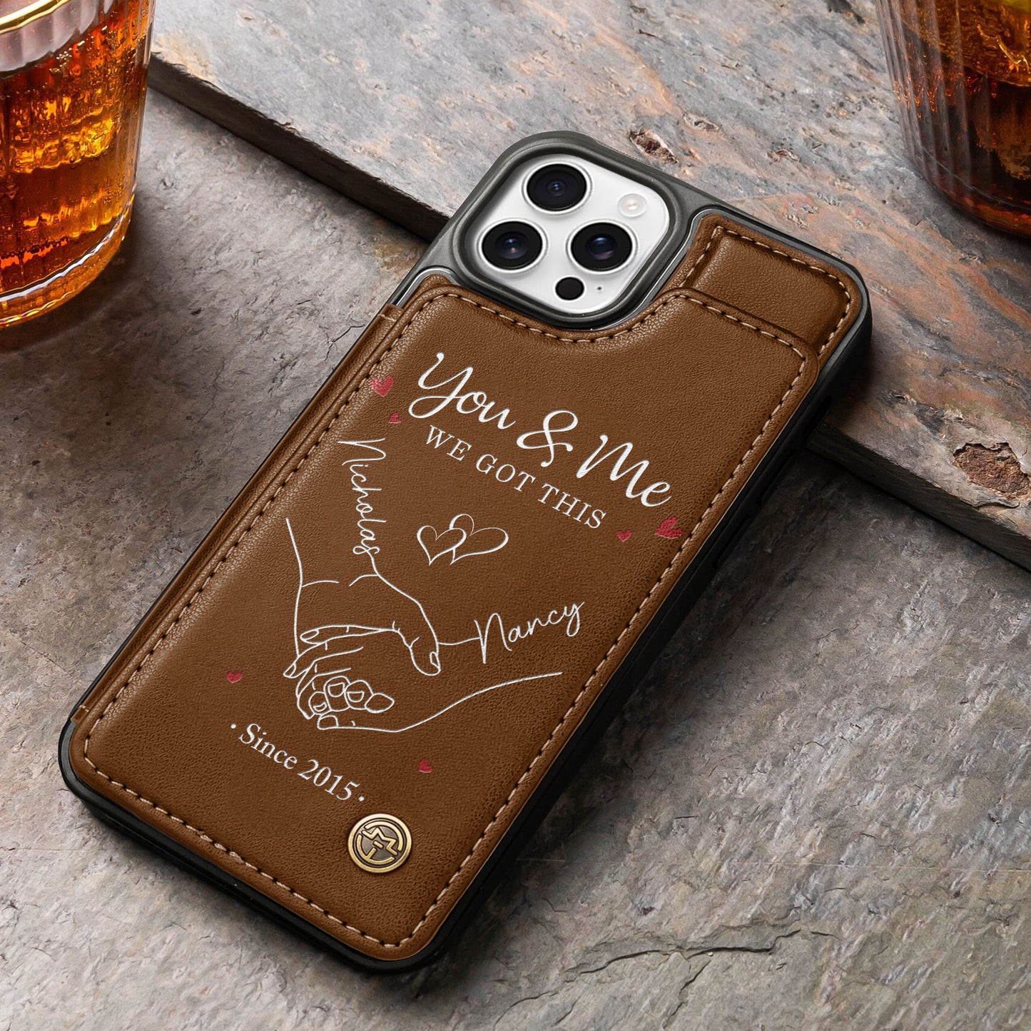 You & Me We Got This - Personalized Leather Flip Wallet Phone Case