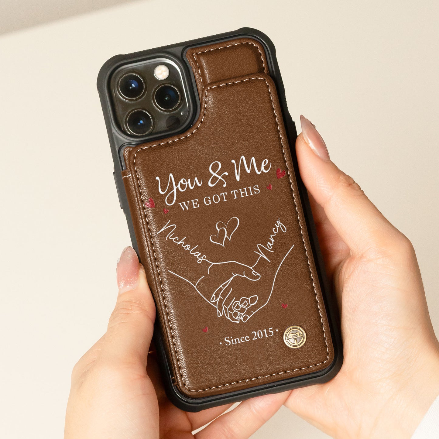 You & Me We Got This - Personalized Leather Flip Wallet Phone Case