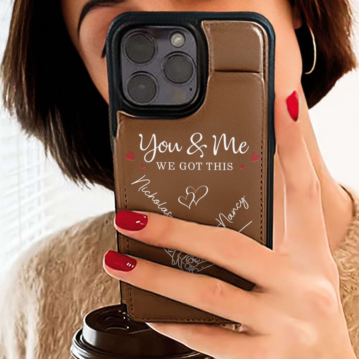 You & Me We Got This - Personalized Leather Flip Wallet Phone Case